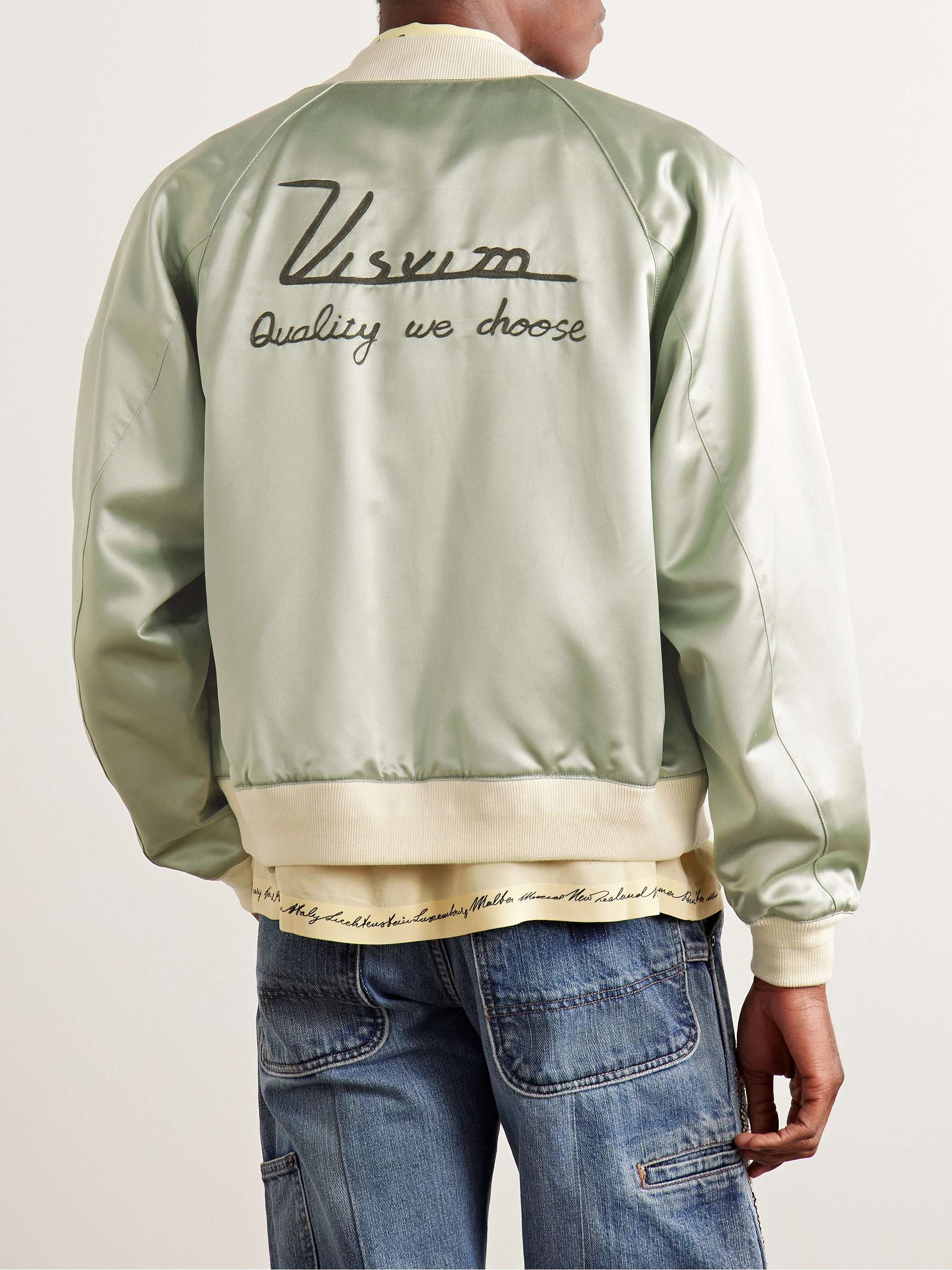 Reversible Embroidered Silk-Satin and Cotton Bomber Jacket view