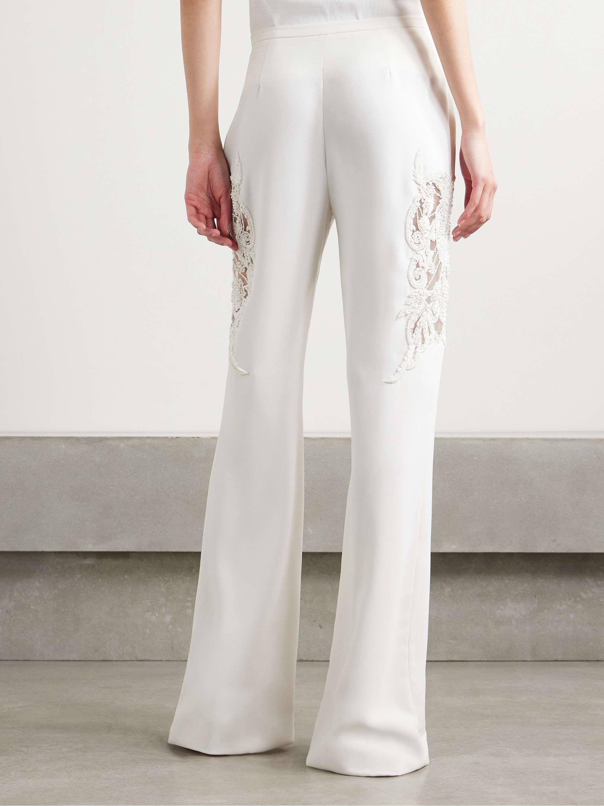 Embellished cady flared pants view