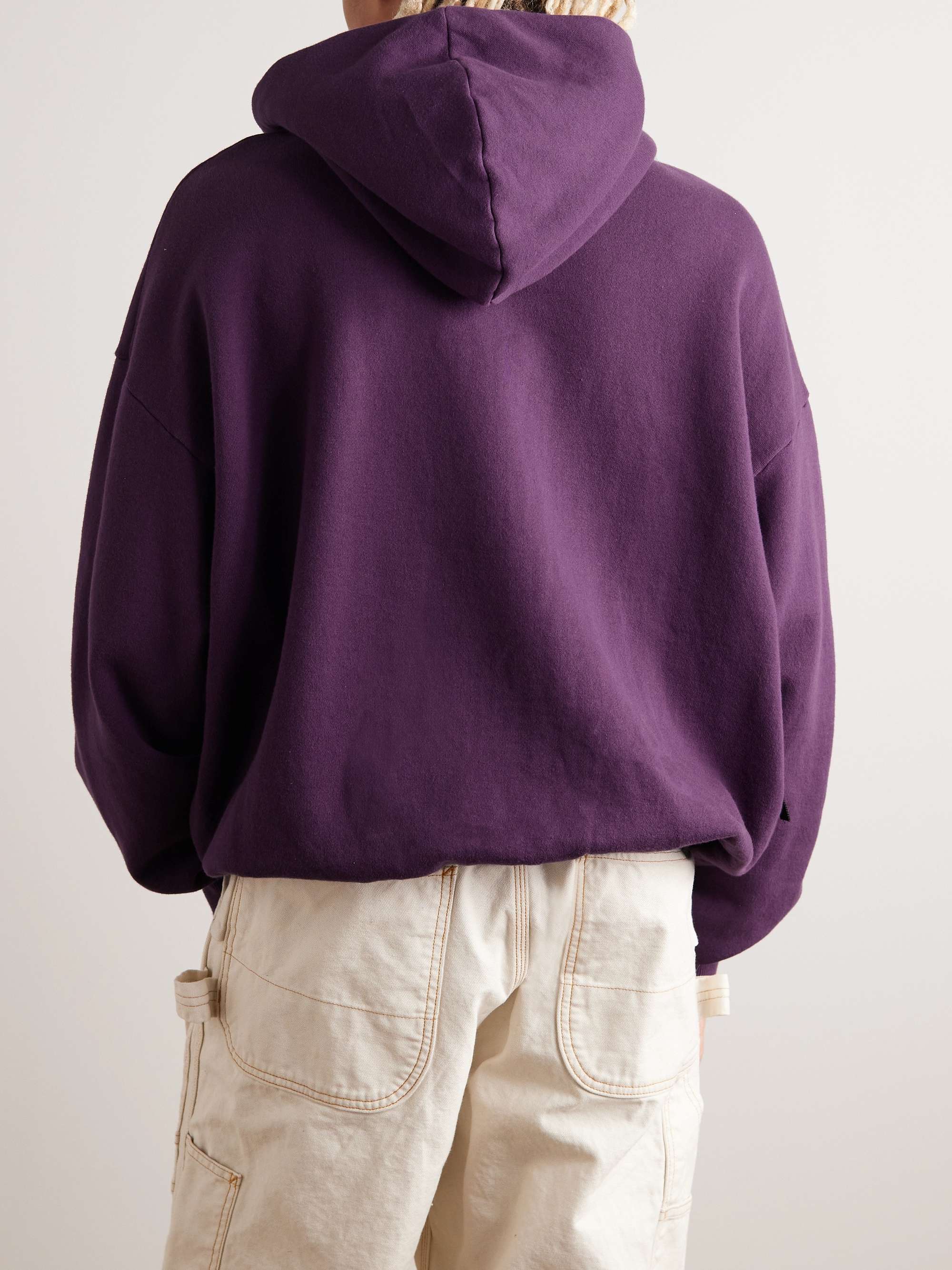 Scarf-Detail Logo-Print Cotton-Jersey Hoodie view