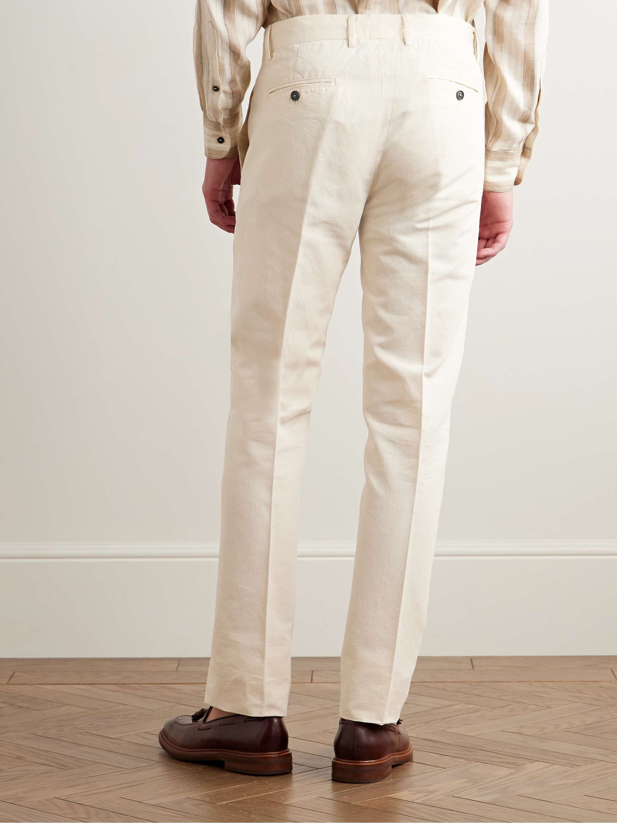 Mauko Slim-Fit Straight-Leg Cotton and Linen-Blend Twill Suit Trousers view