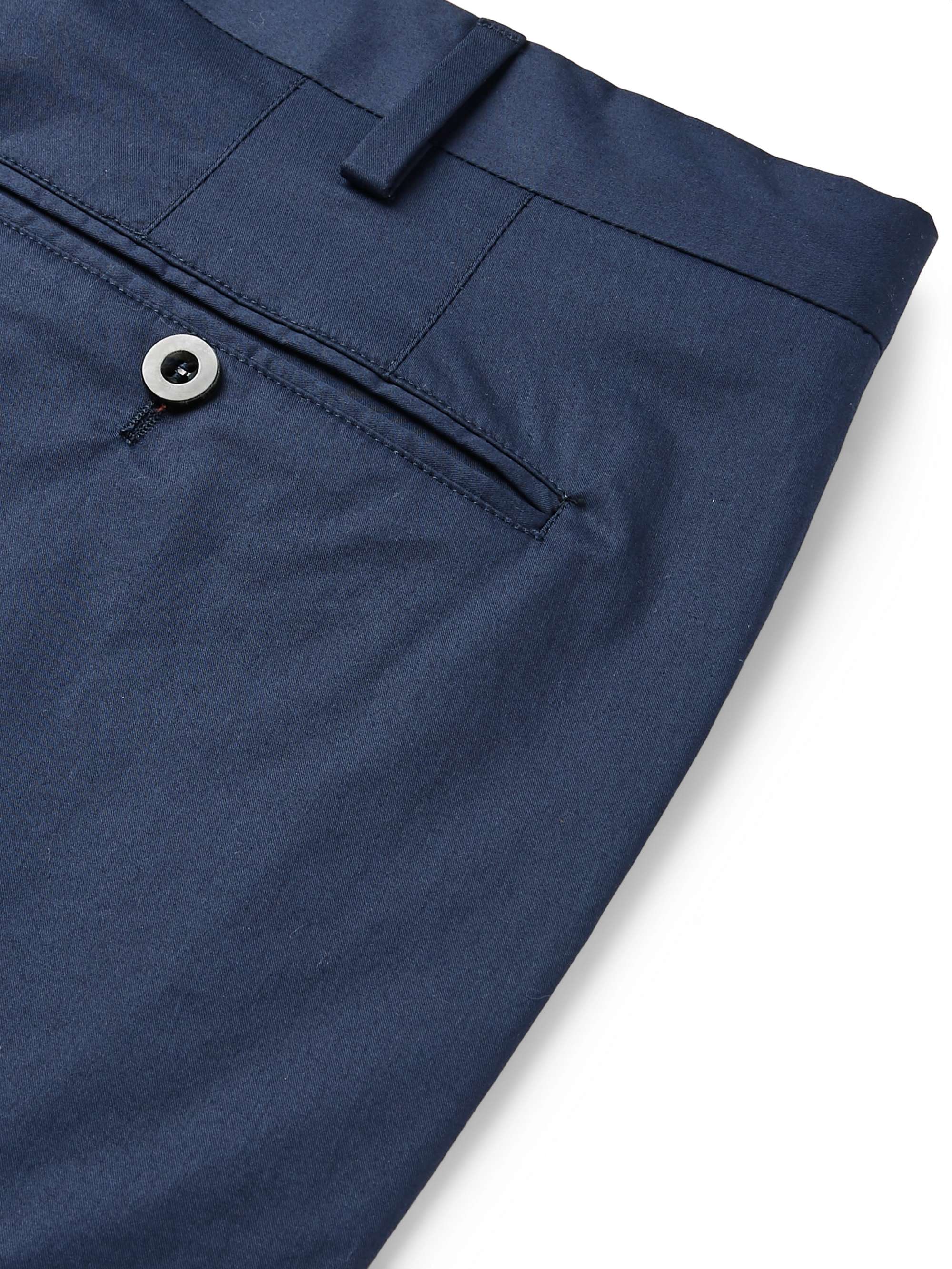 Navy Slim-Fit Stretch-Cotton Twill Trousers view