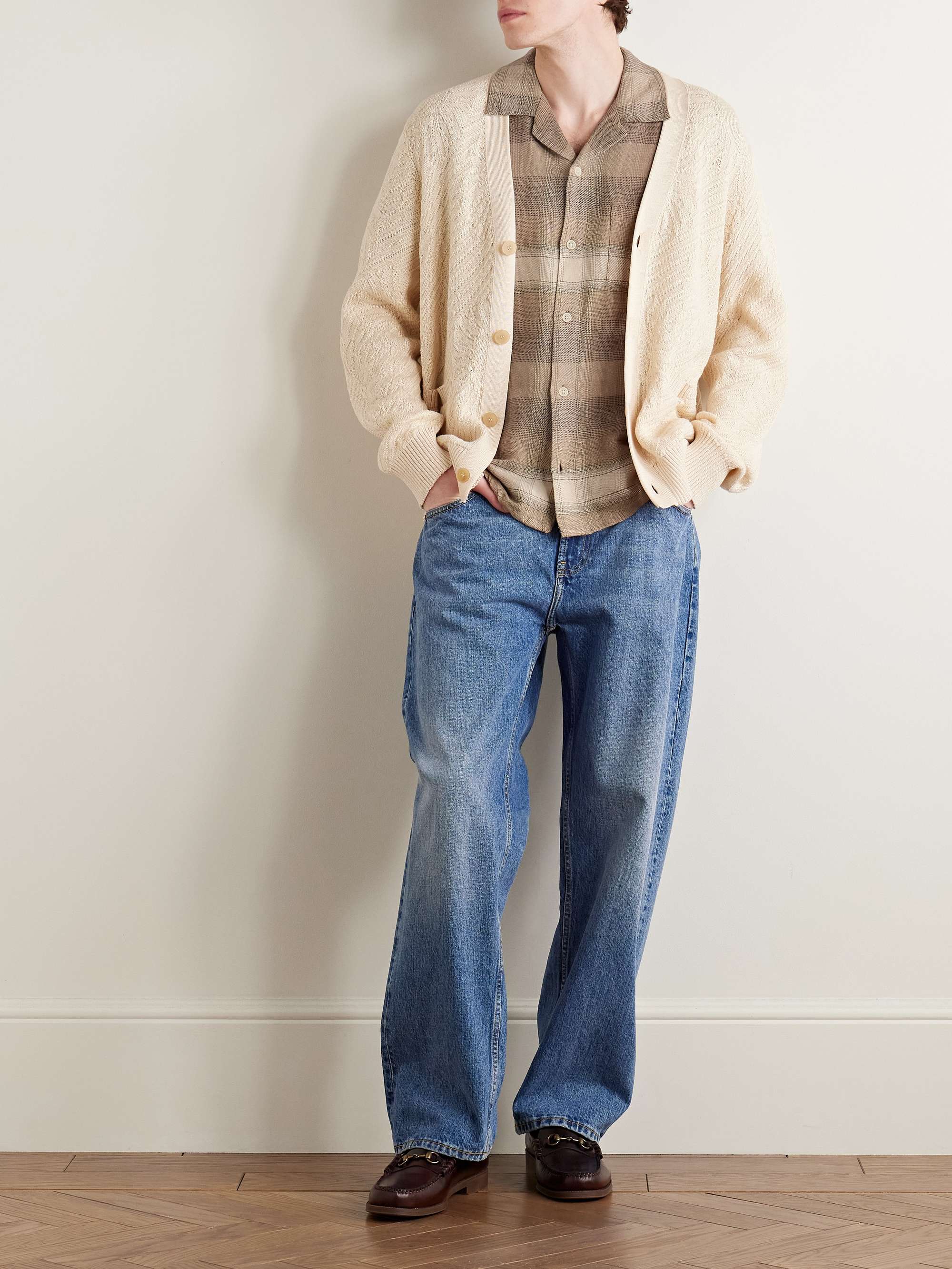 Asheville Convertible-Collar Checked Linen and Cotton-Blend Shirt view