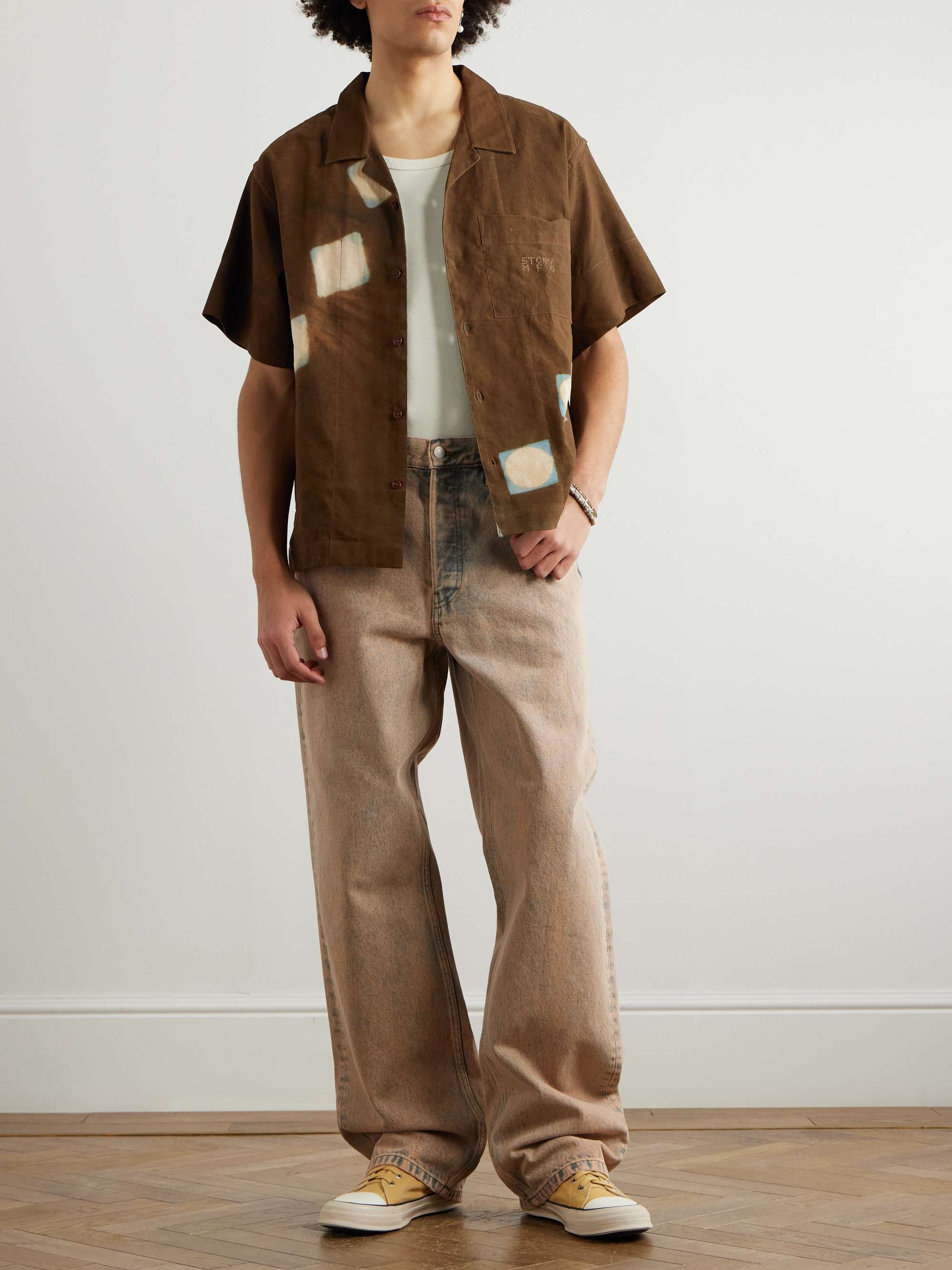 Greetings Printed Cotton and Linen-Blend Shirt view