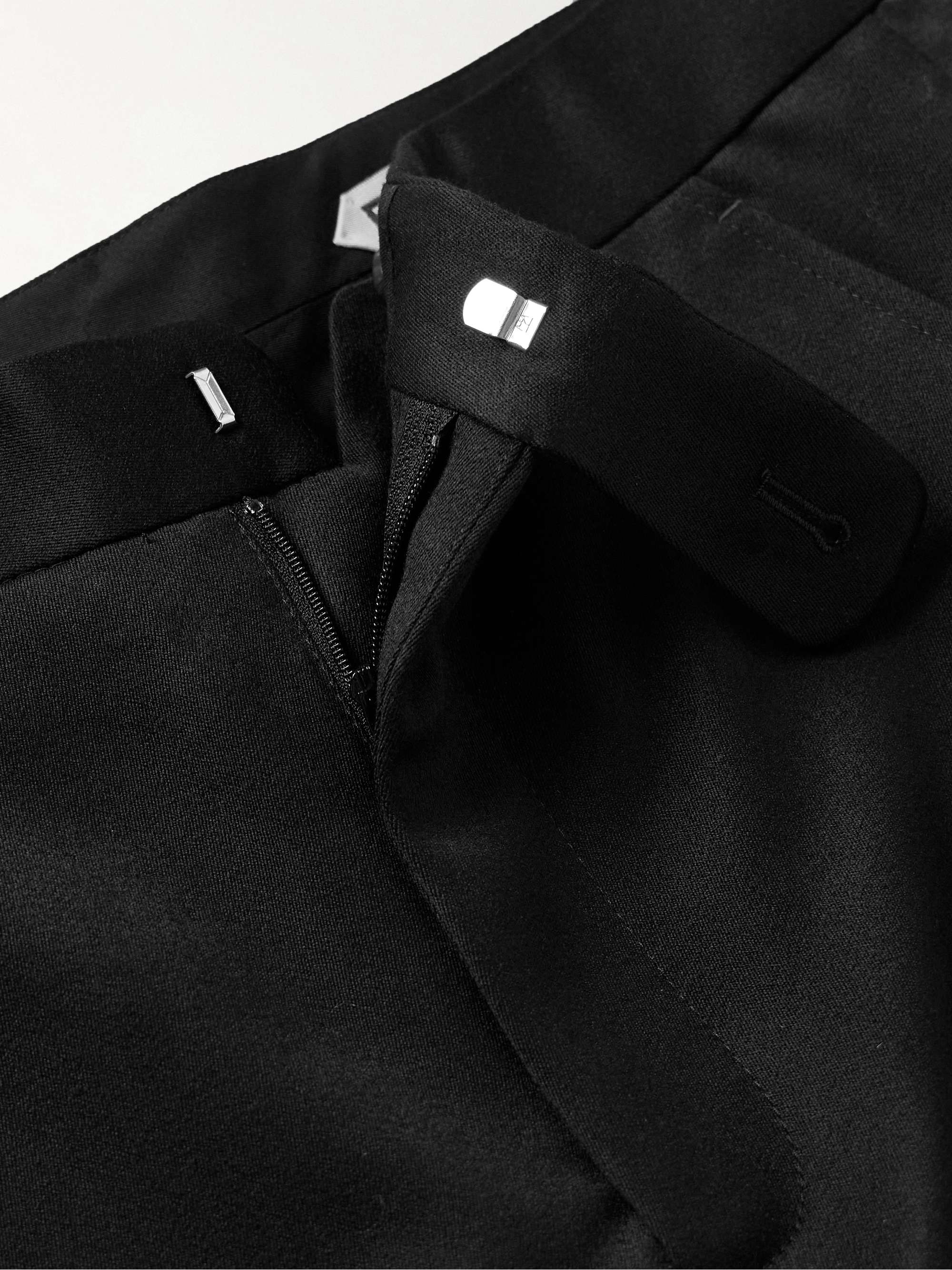 Straight-Leg Satin-Trimmed Wool Barathea Tuxedo Trousers view