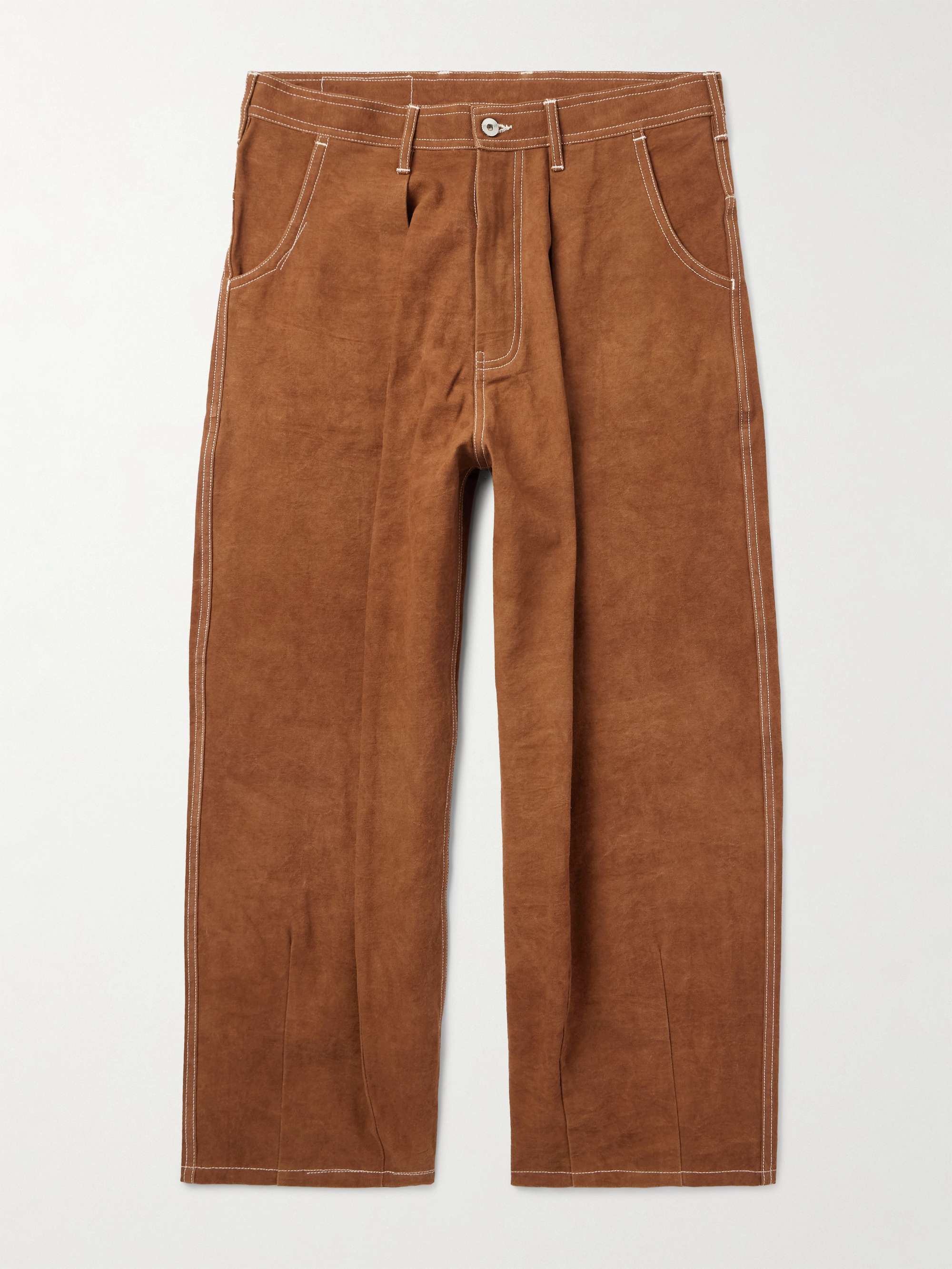 Wonky-Wear Lush Wide-Leg Pleated Organic Cotton-Canvas Trousers hero visual