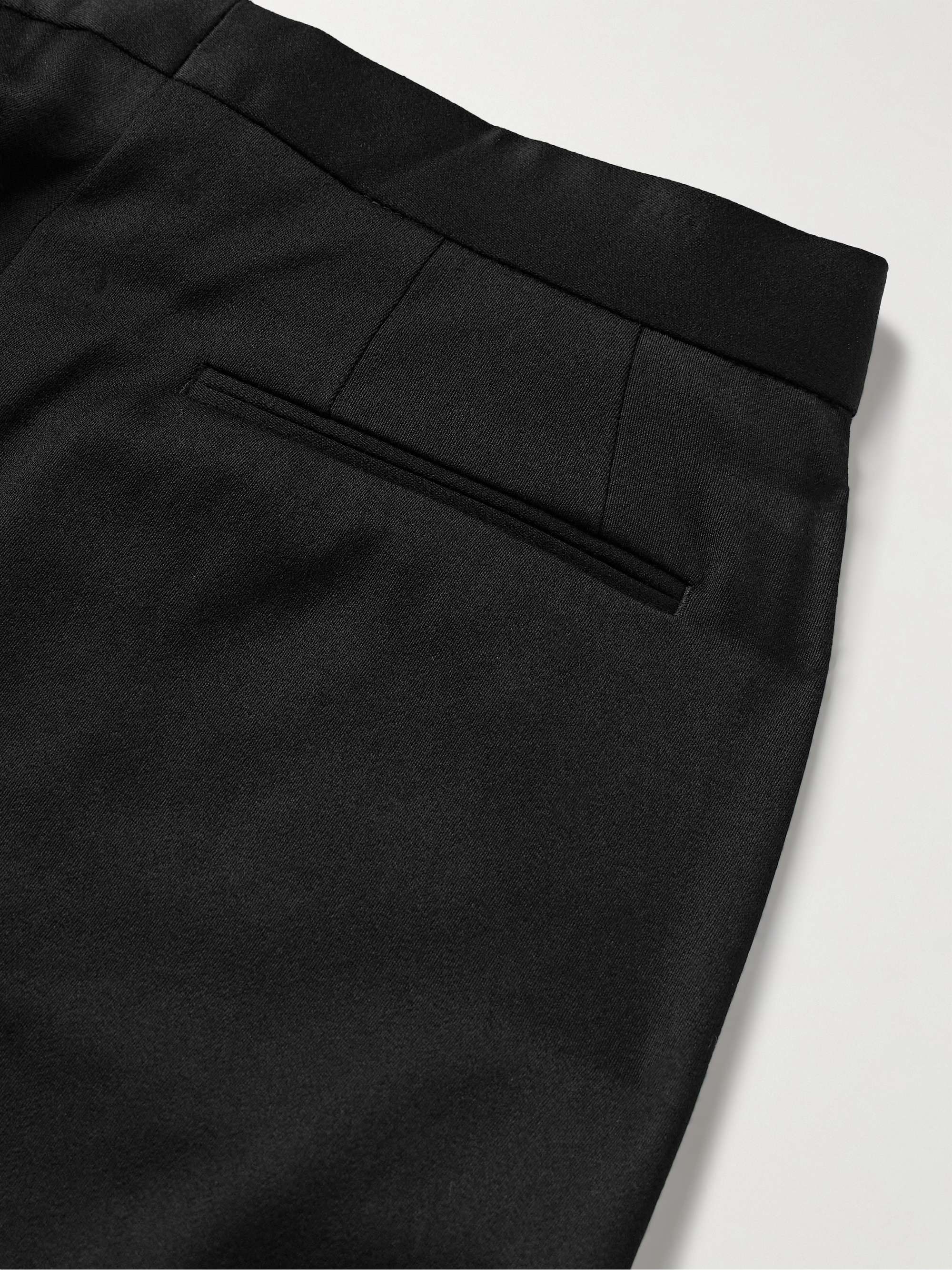 Straight-Leg Satin-Trimmed Wool Barathea Tuxedo Trousers view