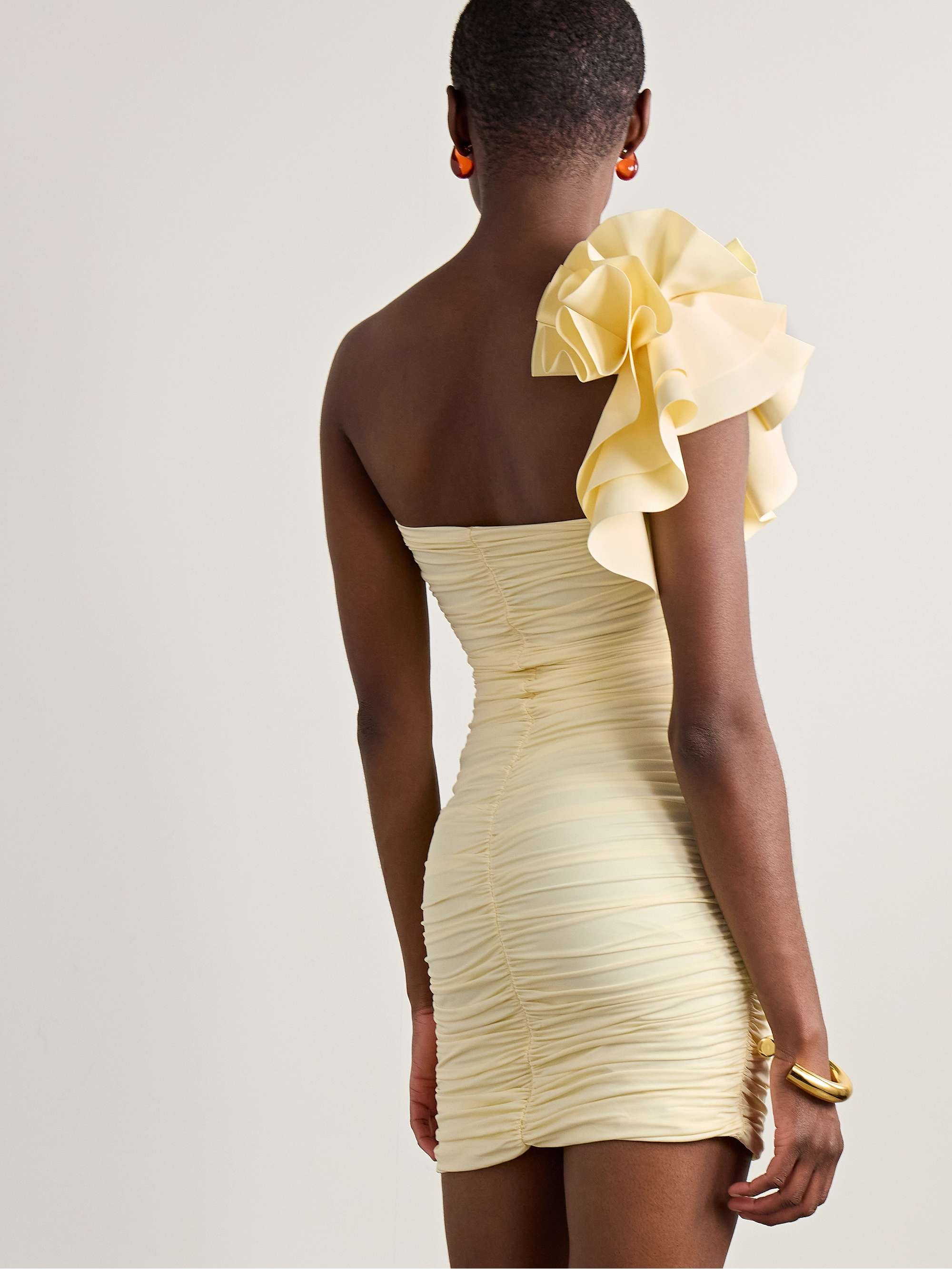 Equinoccio one-shoulder ruched stretch-jersey mini dress view