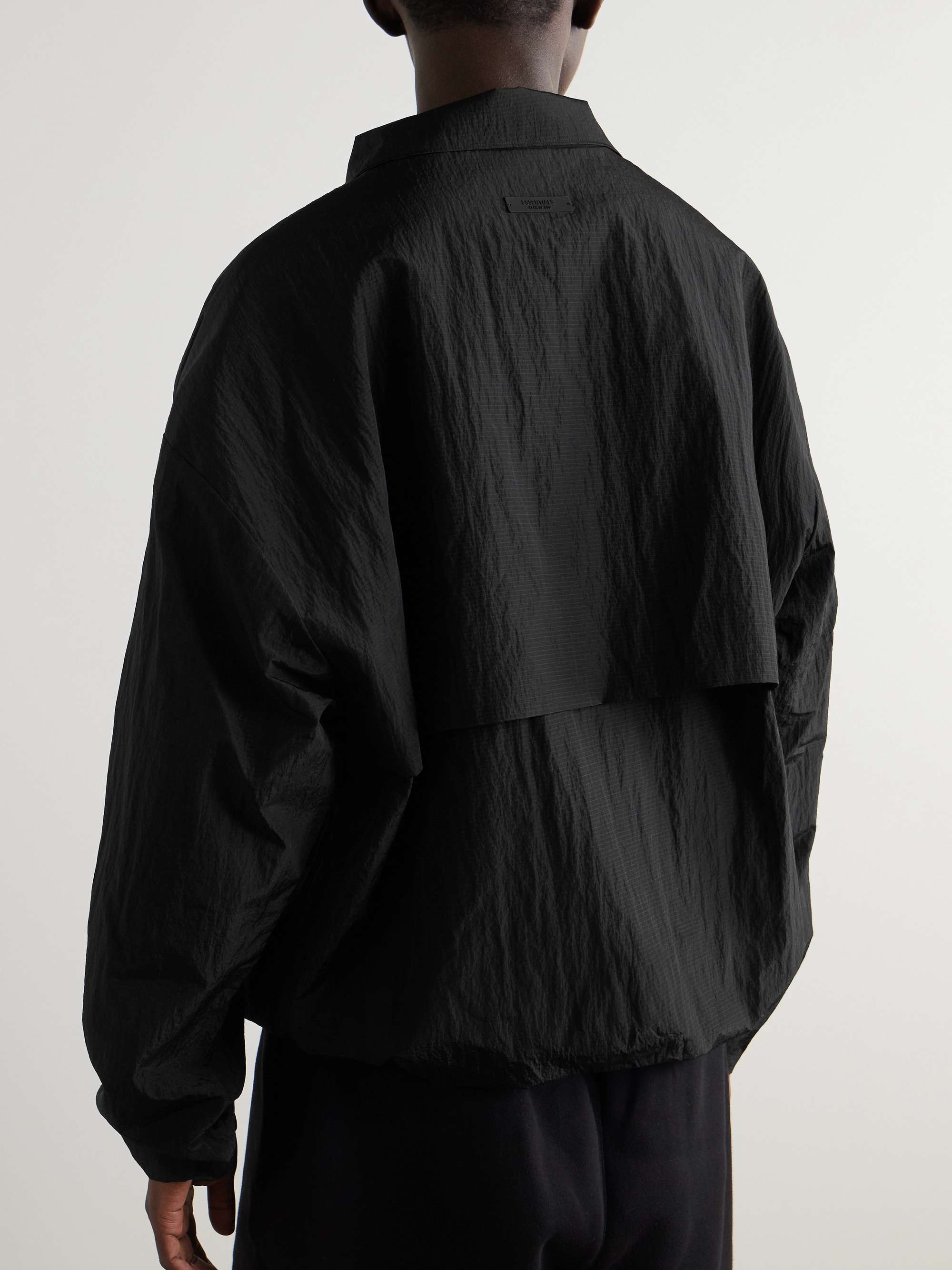 Panelled Crinkled Nylon-Ripstop Half-Zip Jacket view