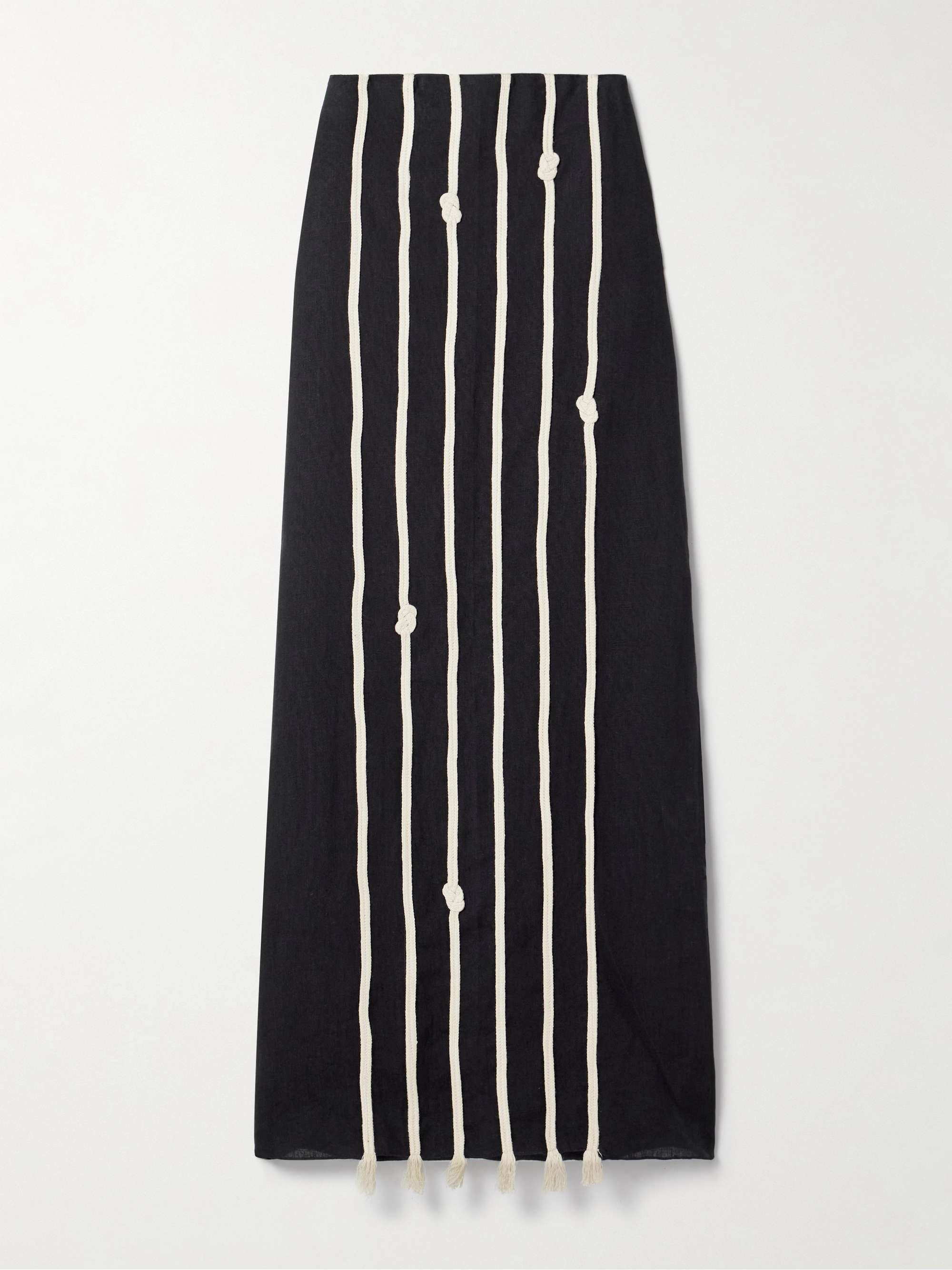 Bucanera appliquéd fringed linen maxi skirt hero visual