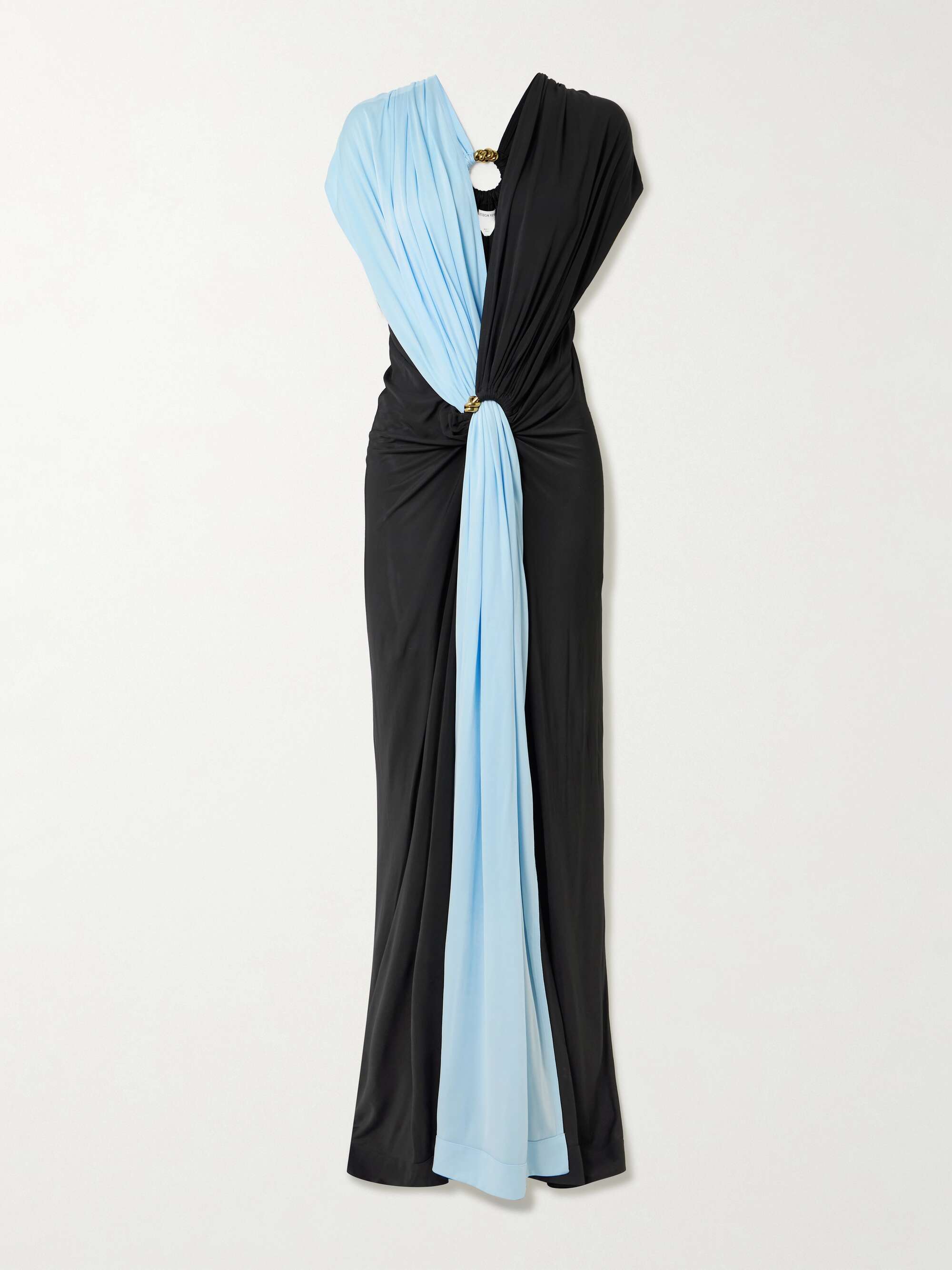 Embellished twist-front draped two-tone jersey gown hero visual