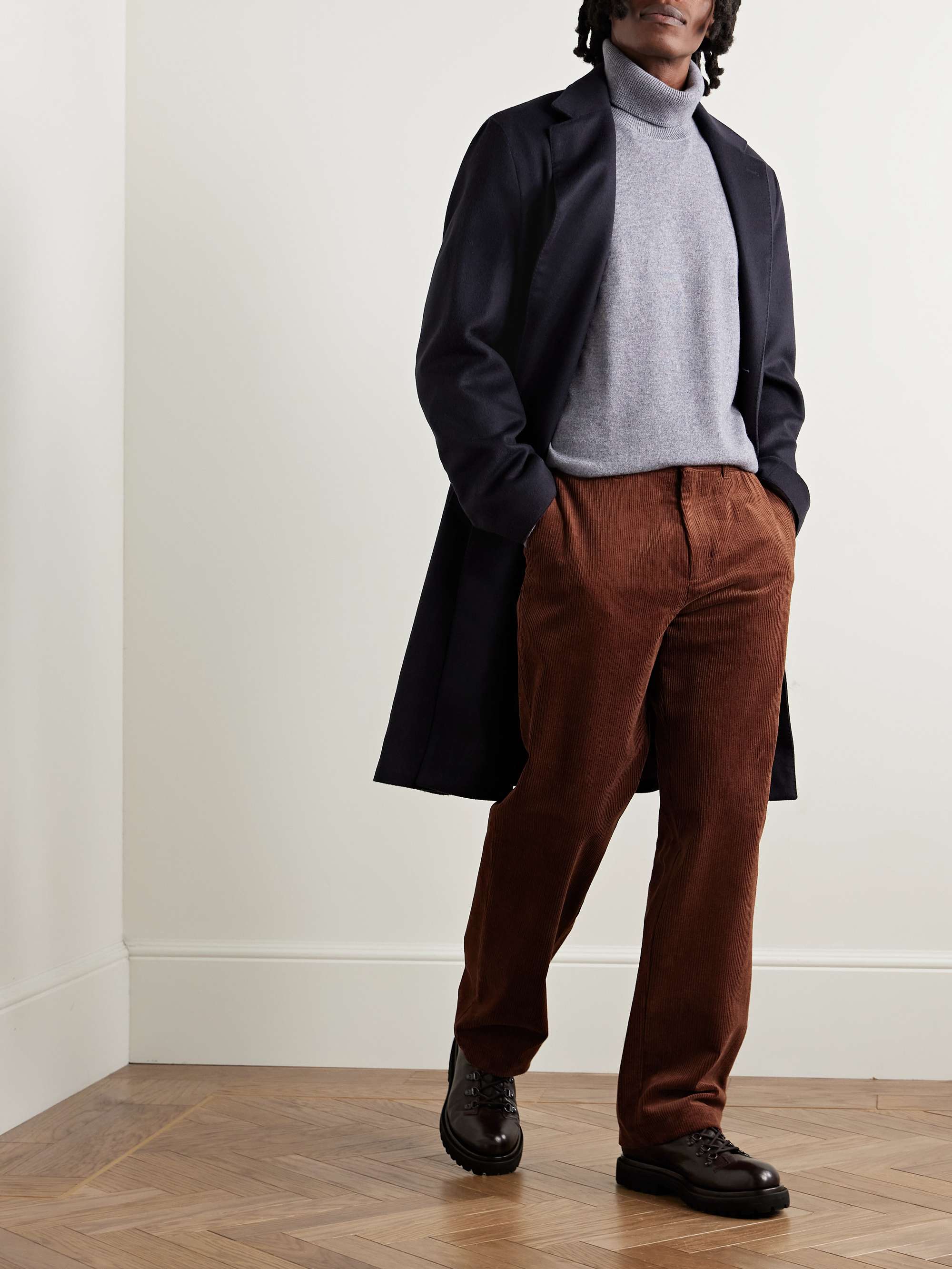 Edward Straight-Leg Organic Cotton-Corduroy Trousers view
