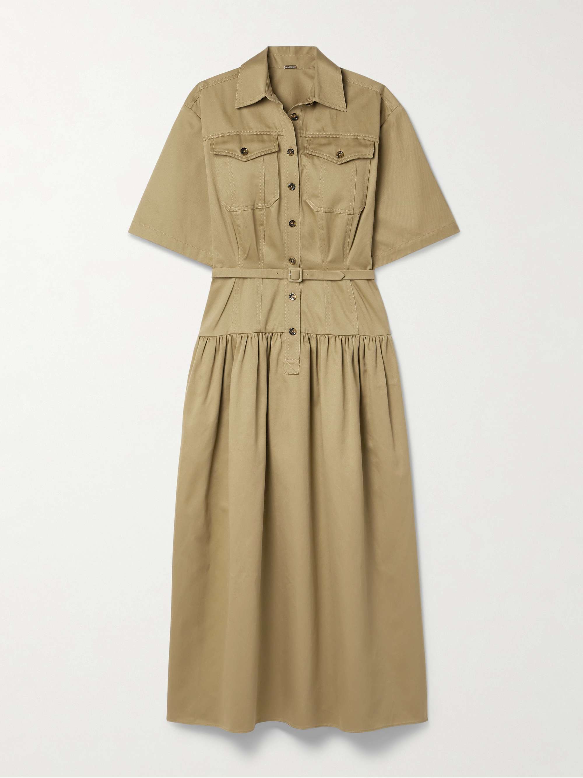 Edie belted cotton-twill midi shirt dress hero visual