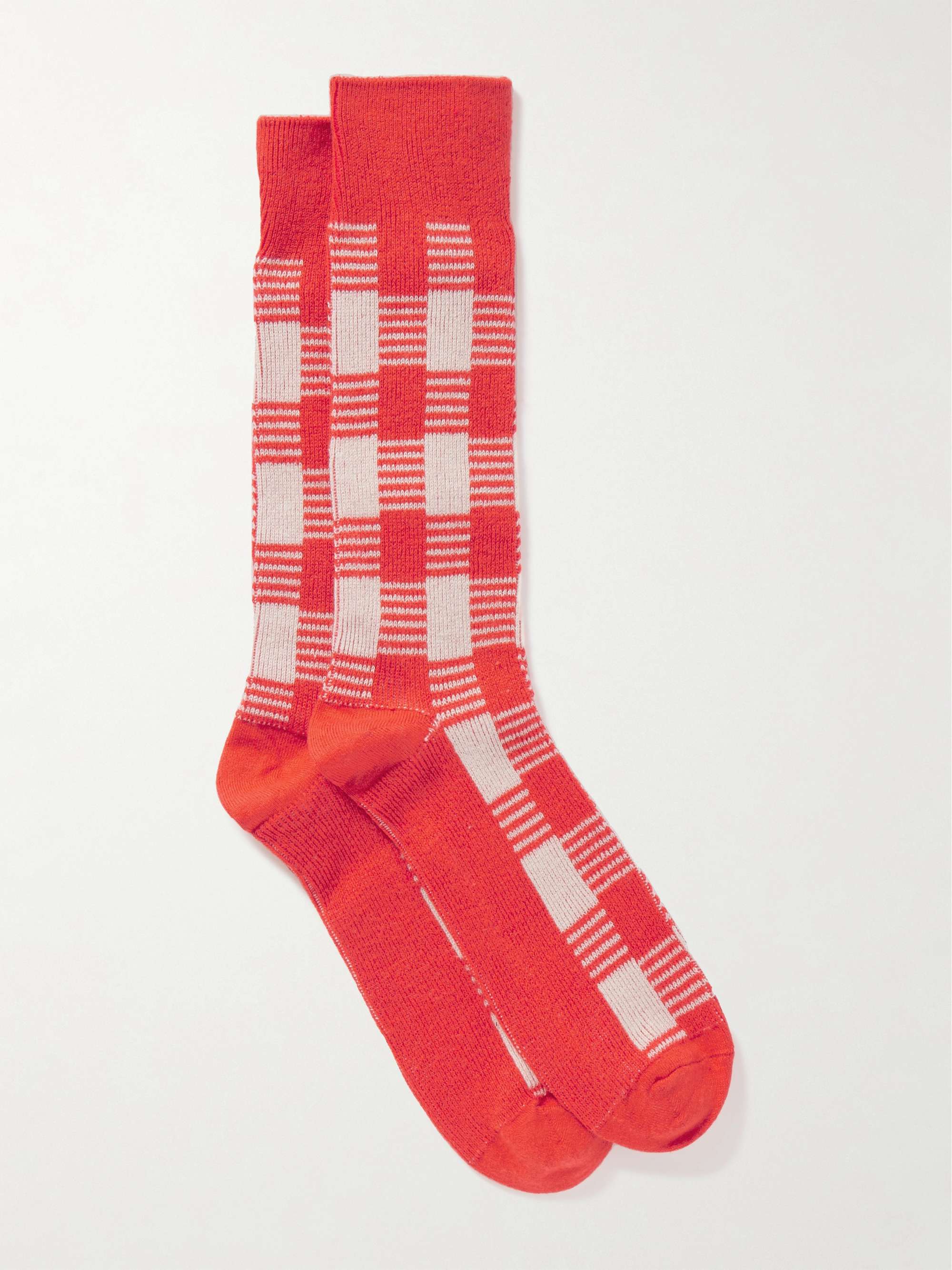 Gingham silk and linen-blend socks hero visual