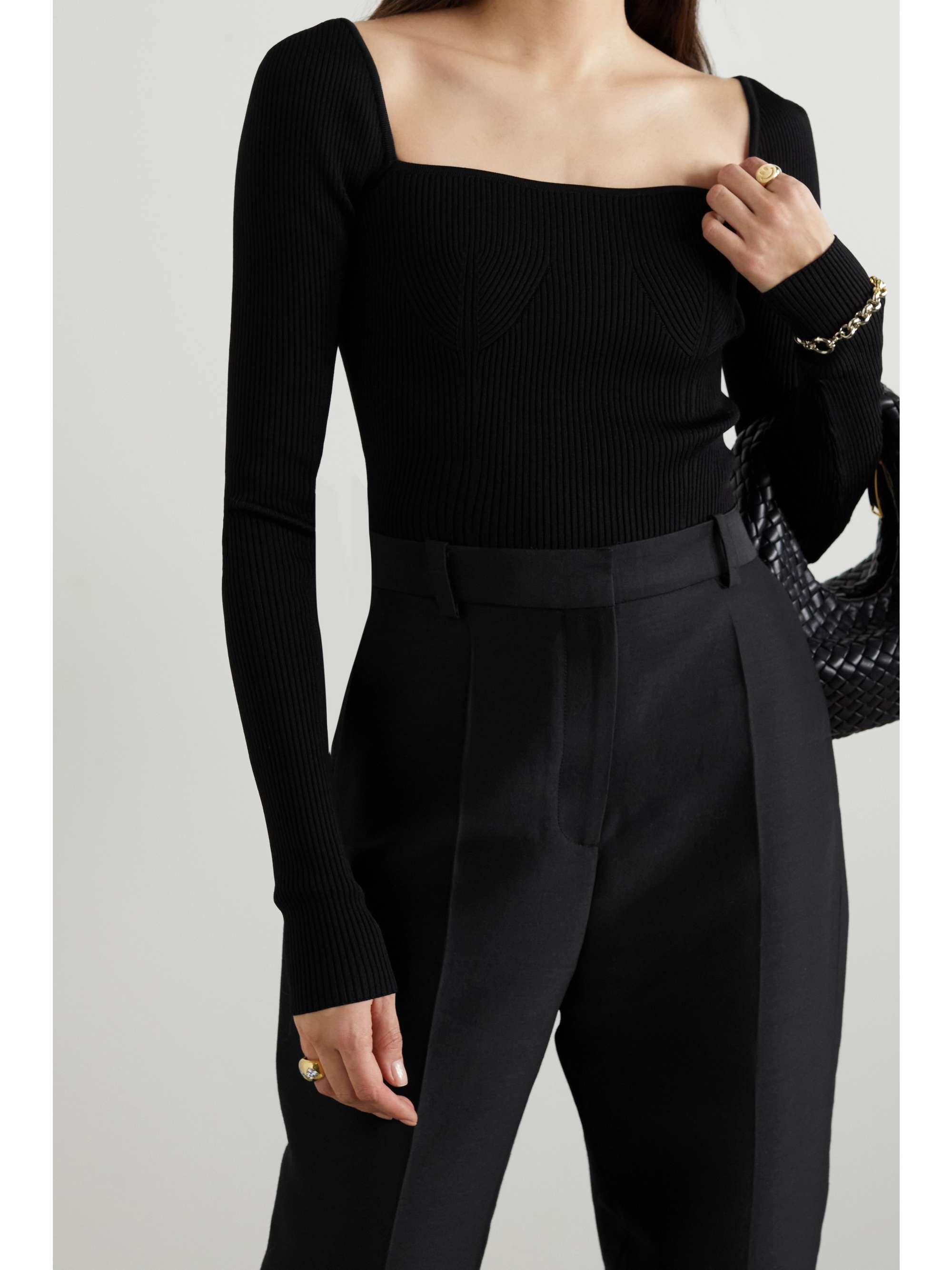 Ribbed-knit top view
