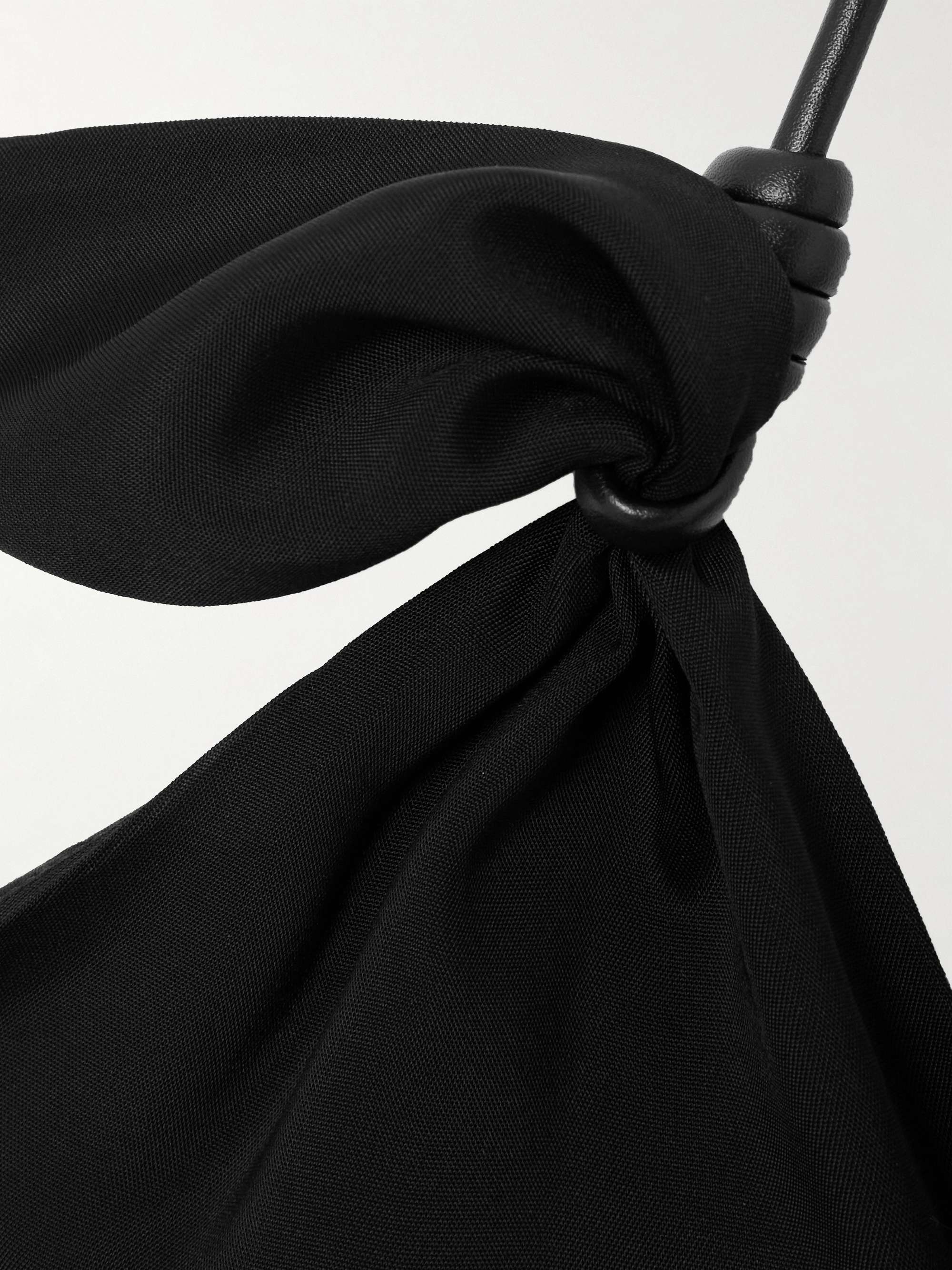 Flamenco knotted leather-trimmed twill halterneck mini dress view
