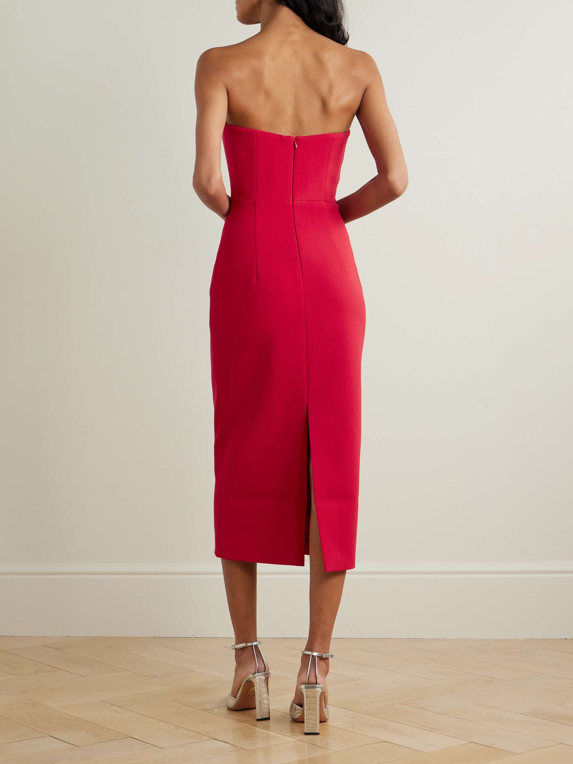 Akari strapless cutout crystal-embellished cady midi dress view
