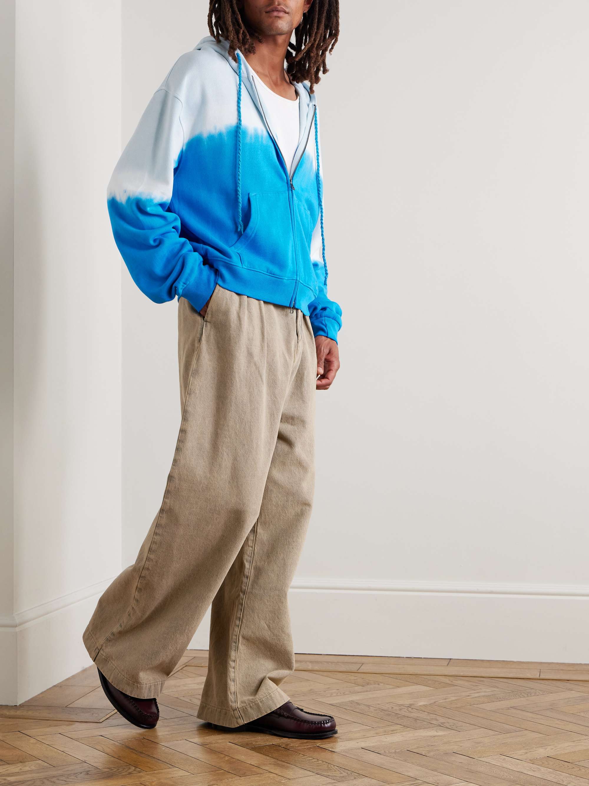 Daily Embroidered Tie-Dyed Cotton-Blend Jersey Zip-Up Hoodie view