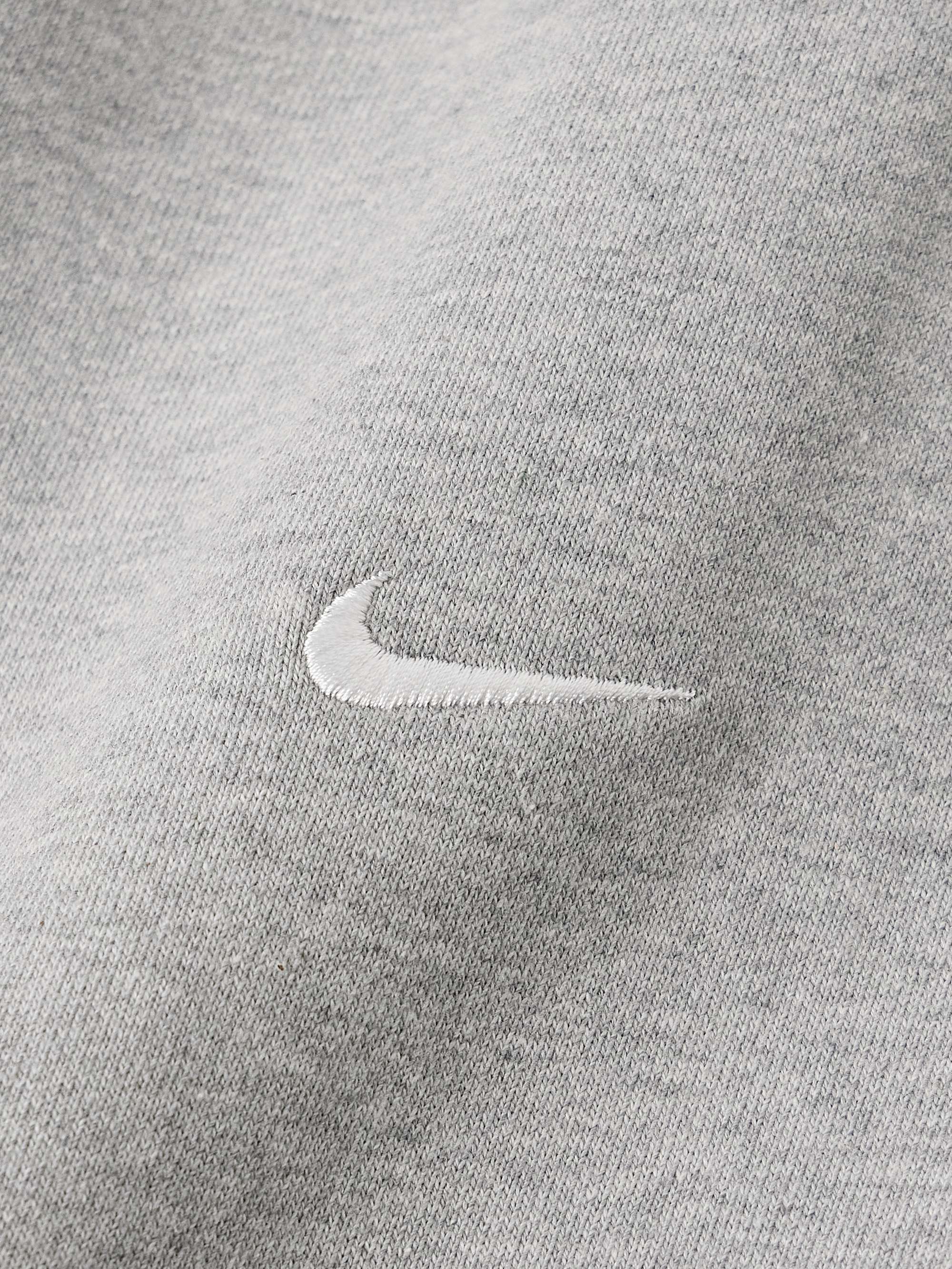 Solo Swoosh Tapered Logo-Embroidered Cotton-Blend Jersey Sweatpants view