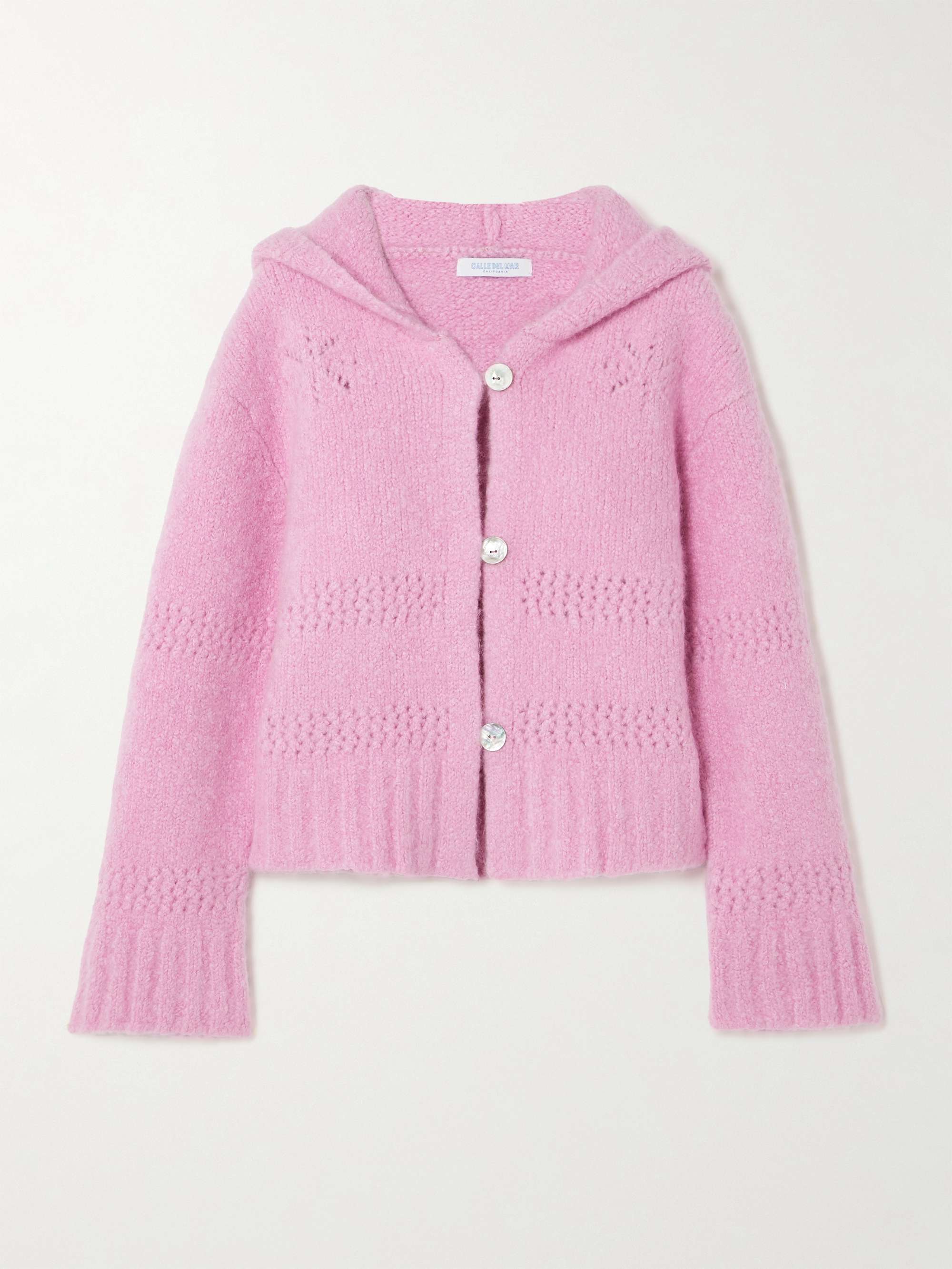 Pointelle-knit cashmere and silk-blend hooded cardigan hero visual