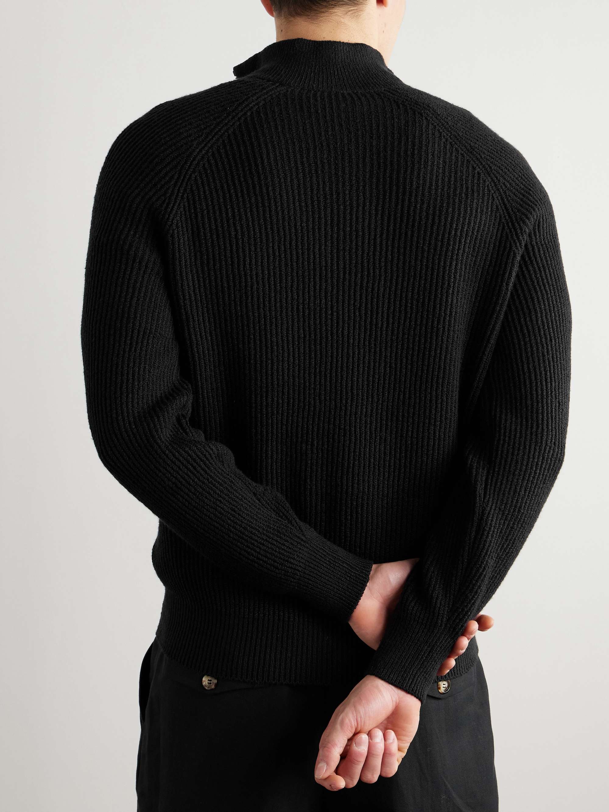 Ribbed Cotton Half-Zip Sweater view
