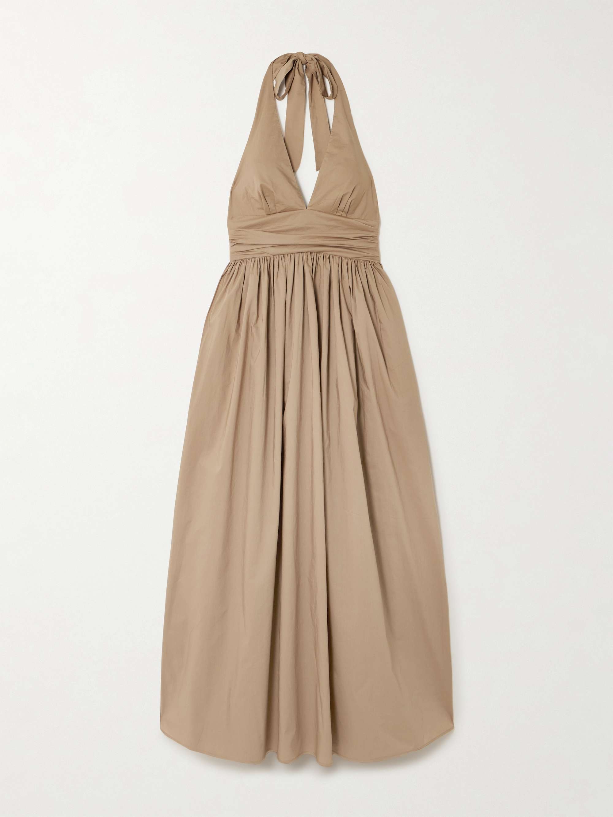 Gathered organic cotton-poplin halterneck maxi dress hero visual
