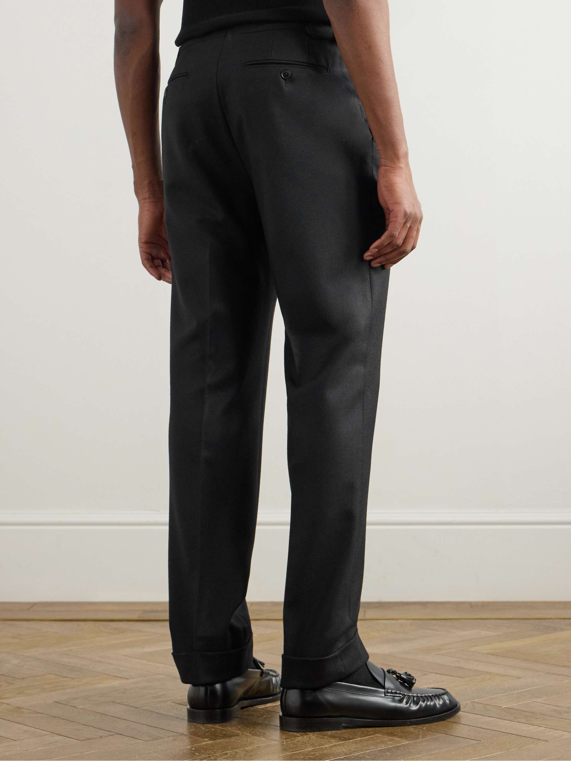 Tapered Pleated Wool-Twill Suit Trousers view