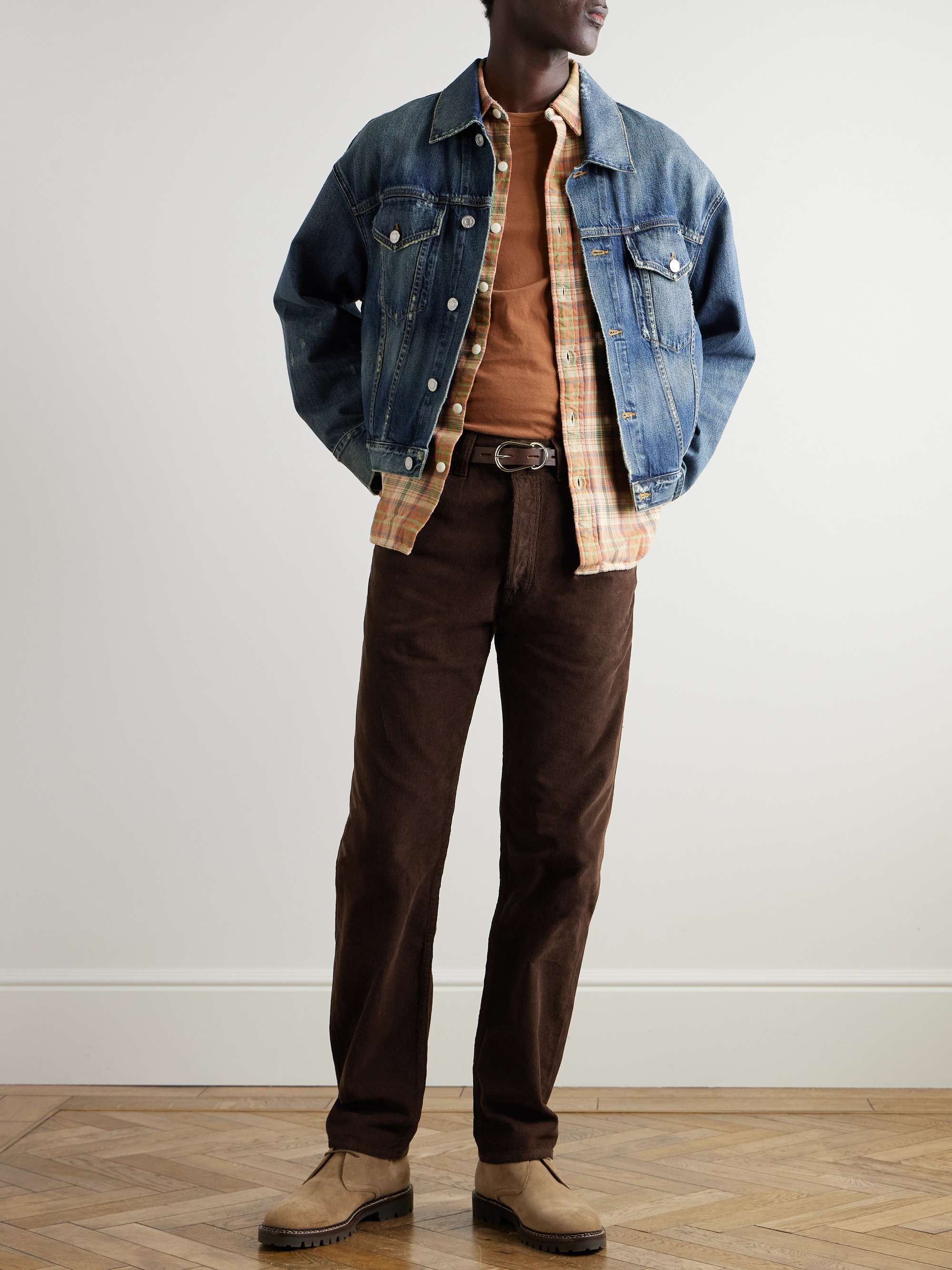 Slim-Fit Straight-Leg Cotton-Corduroy Trousers view