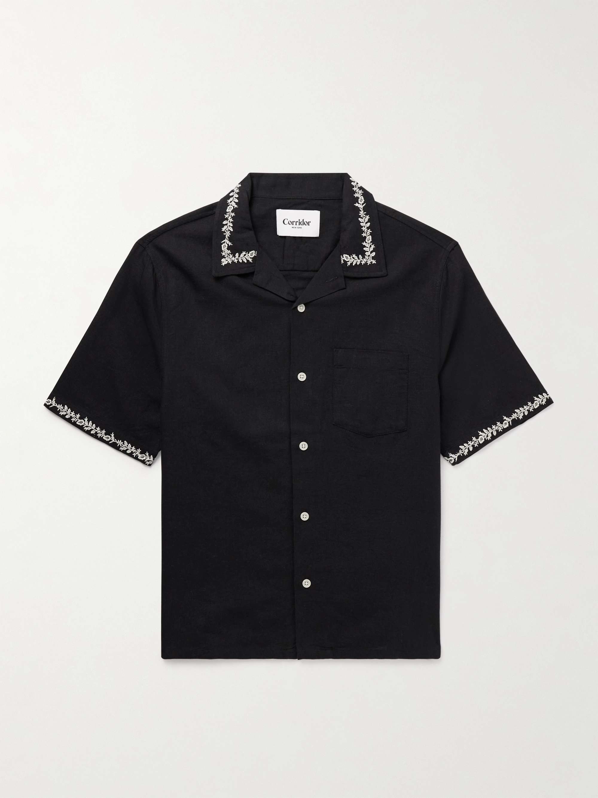 Convertible-Collar Embroidered Linen and Cotton-Blend Voile Shirt hero visual