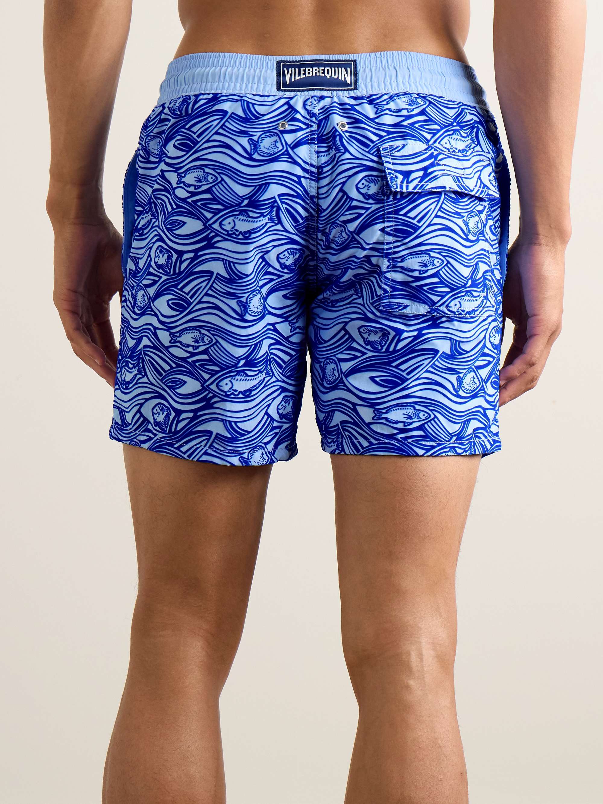 Moorea Straight-Leg Mid-Length Flocked Recycled Swim Shorts view