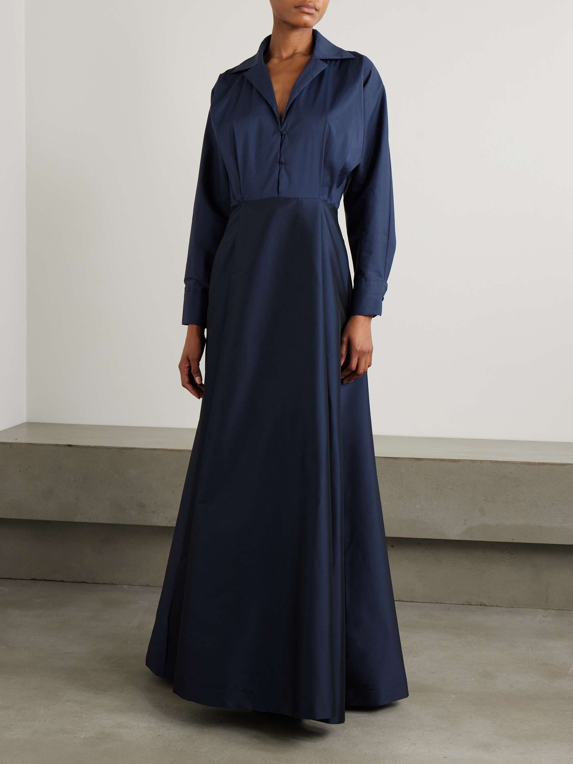 Beatrice belted taffeta maxi shirt dress view