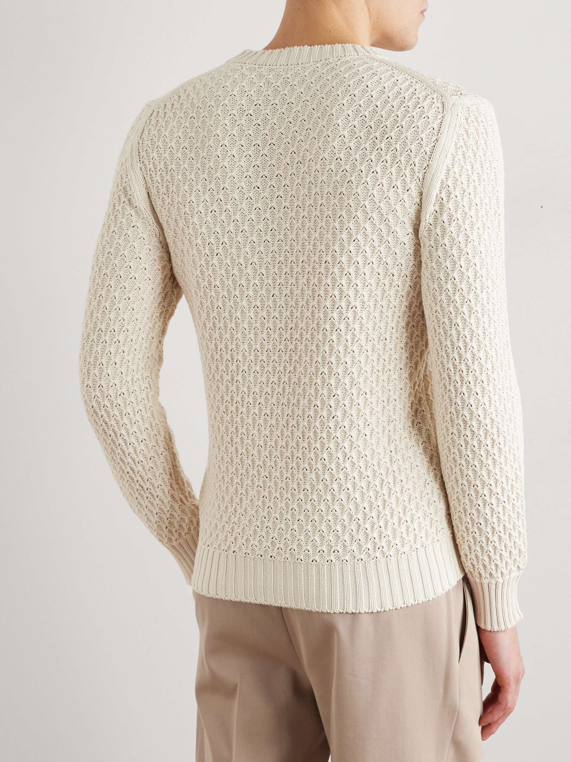 Slim-Fit Waffle-Knit Cotton Sweater view
