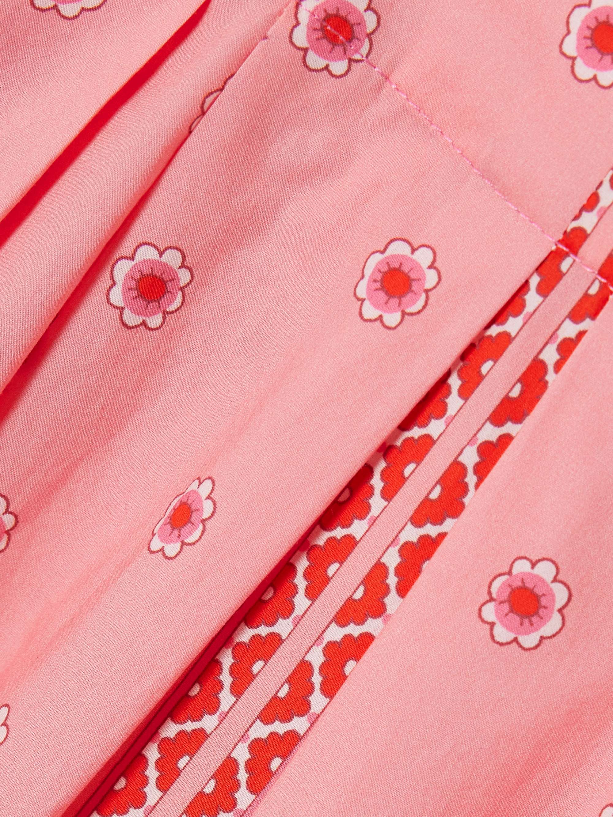 Pleated printed cotton-blend poplin midi shirt dress view