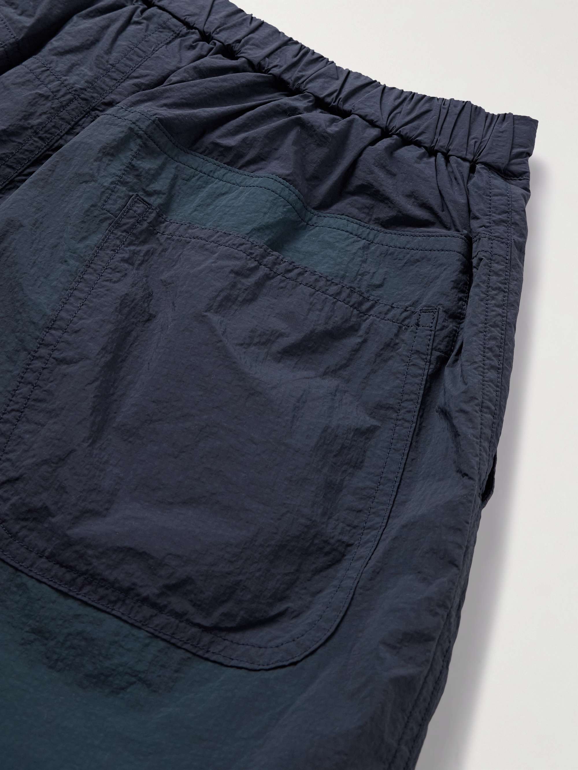 Tapered Pleated Indigo-Dyed Nylon Shorts view
