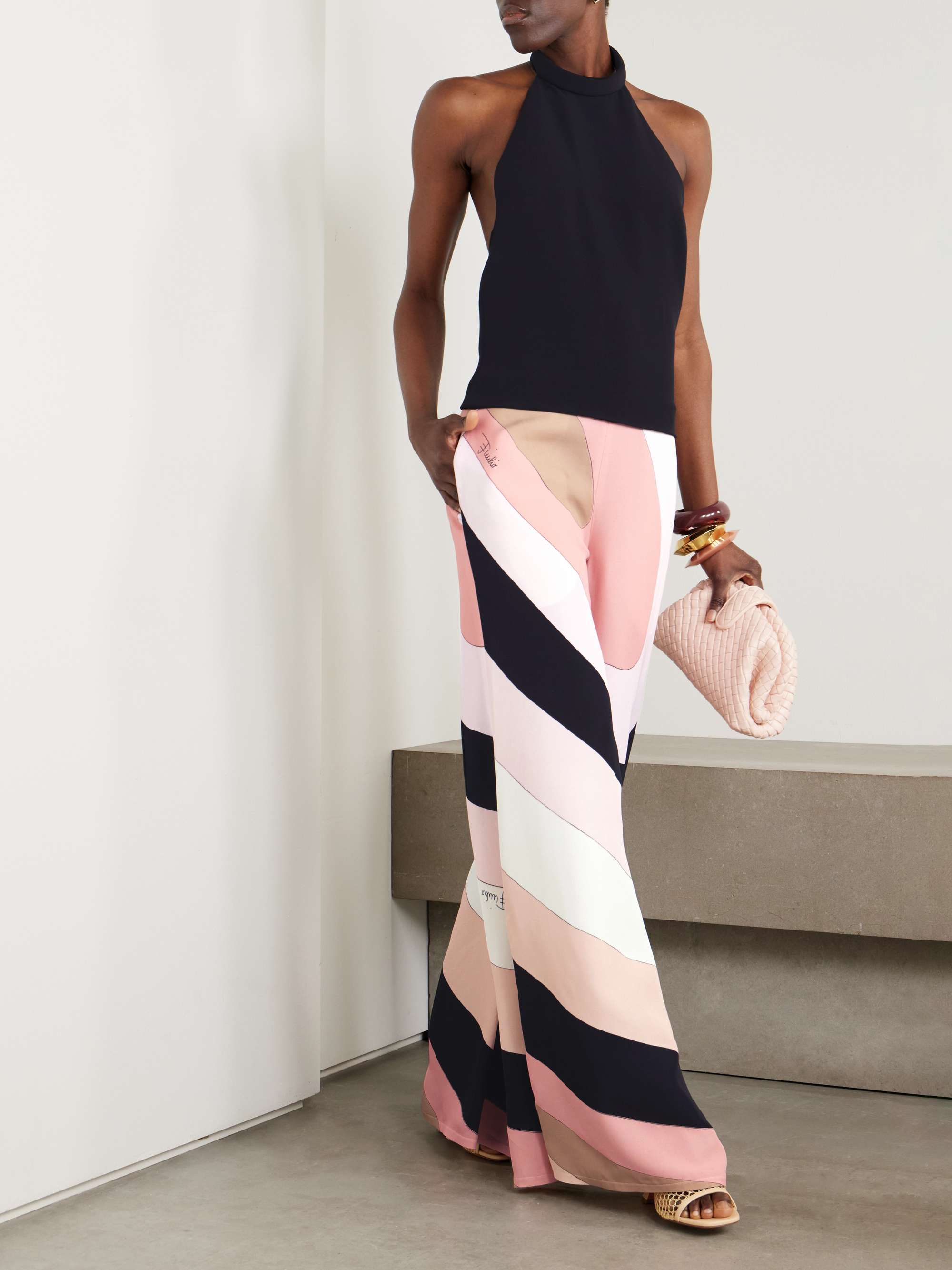 Printed cady halterneck jumpsuit view