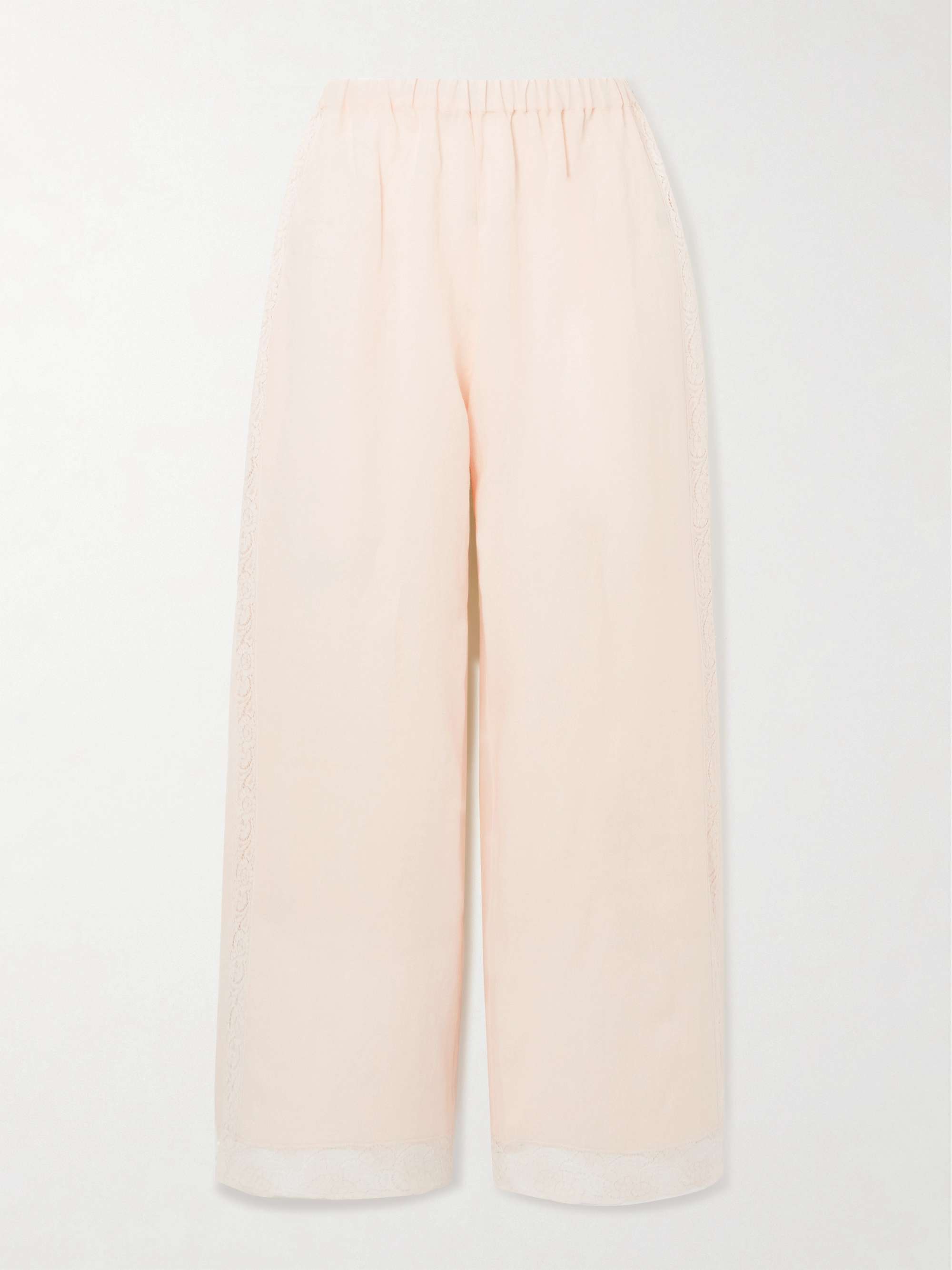 Lagune lace-trimmed linen wide-leg pajama pants hero visual