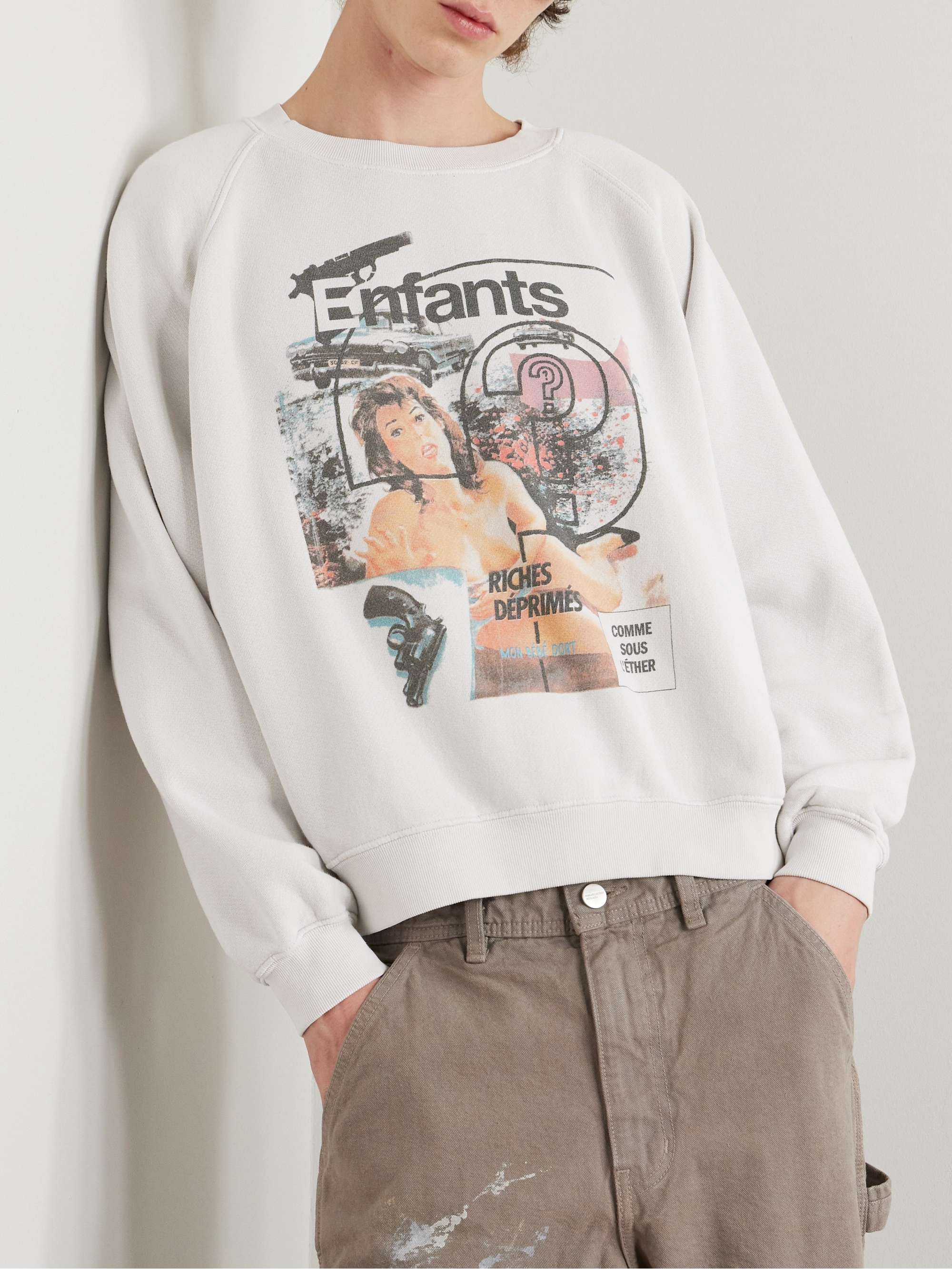 Thrilling Cropped Printed Cotton-Jersey Sweatshirt view