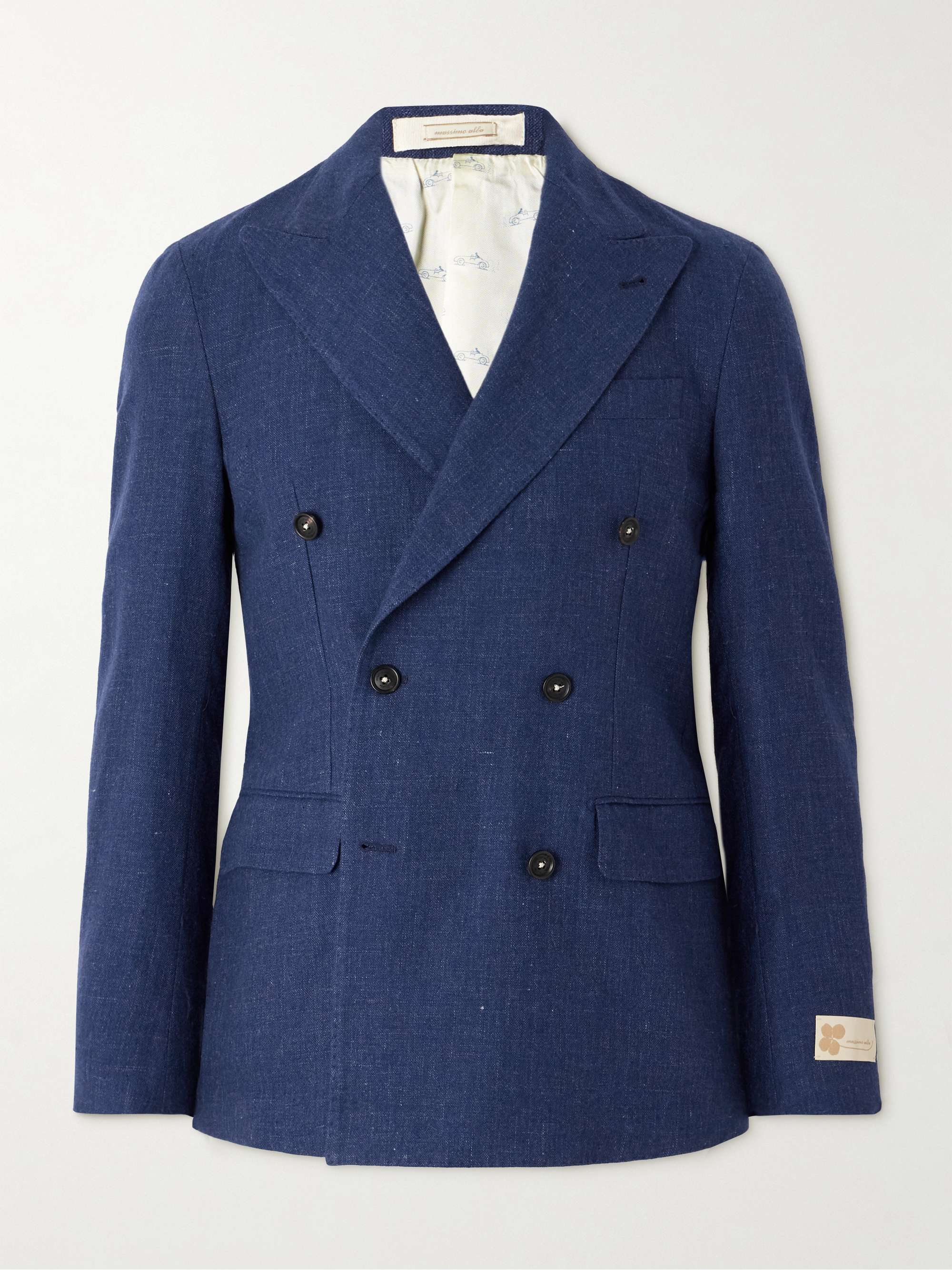 Double-Breasted Linen, Virgin Wool, Silk and Cashmere-Blend Blazer hero visual
