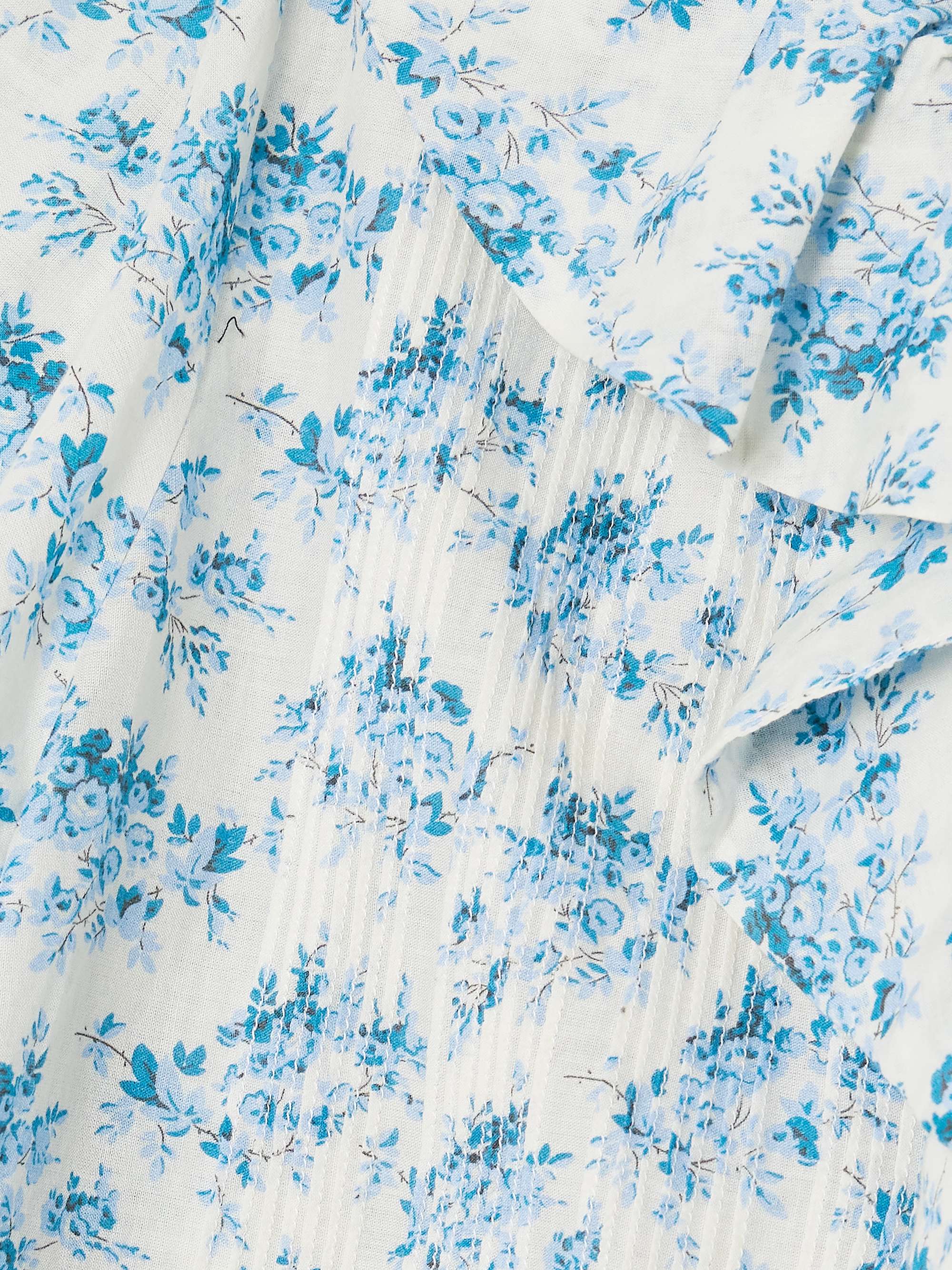 Henri ruffled pintucked floral-print organic cotton-voile top view