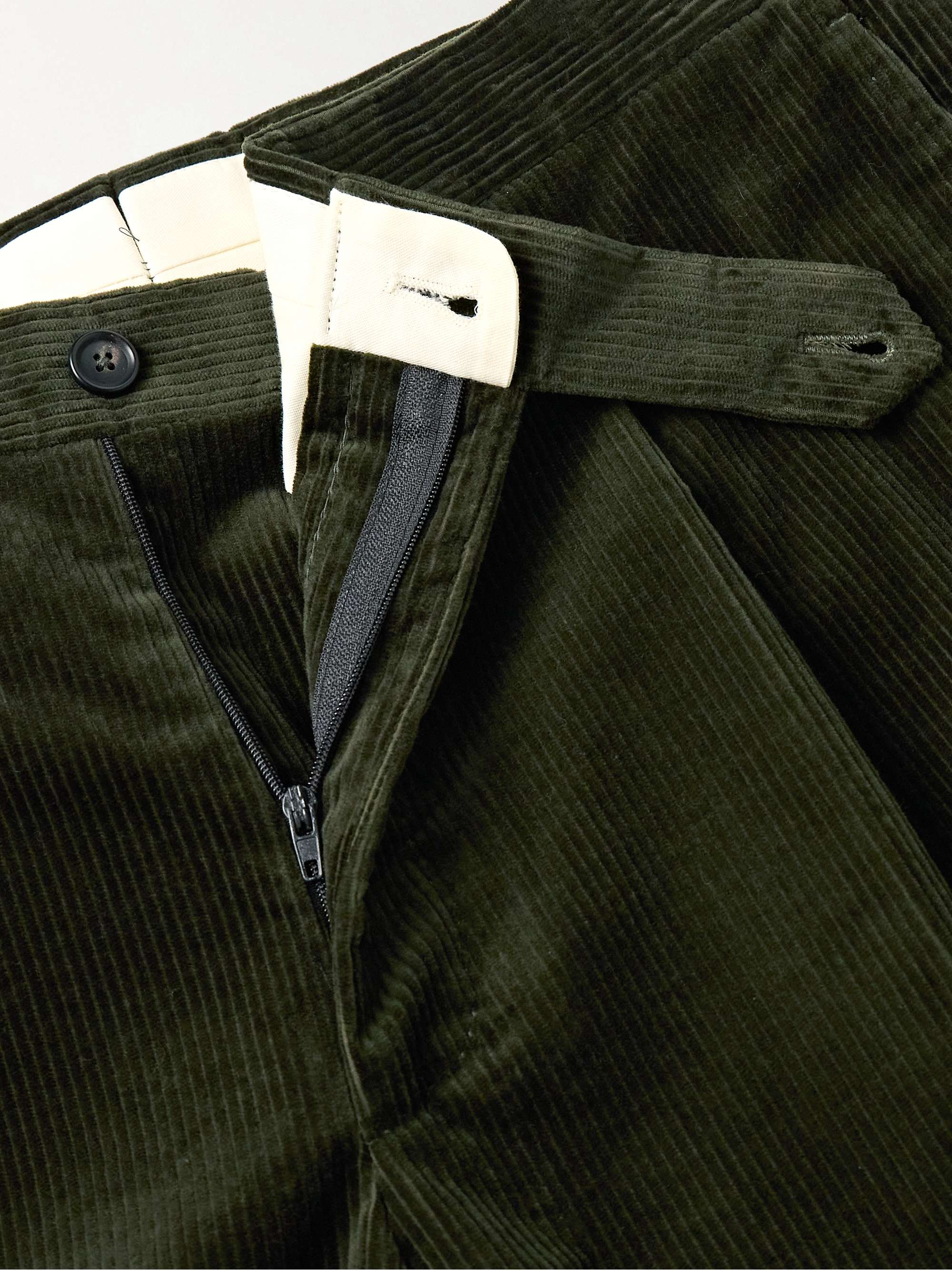 Slim-Fit Pleated Stretch-Cotton Corduroy Suit Trousers view
