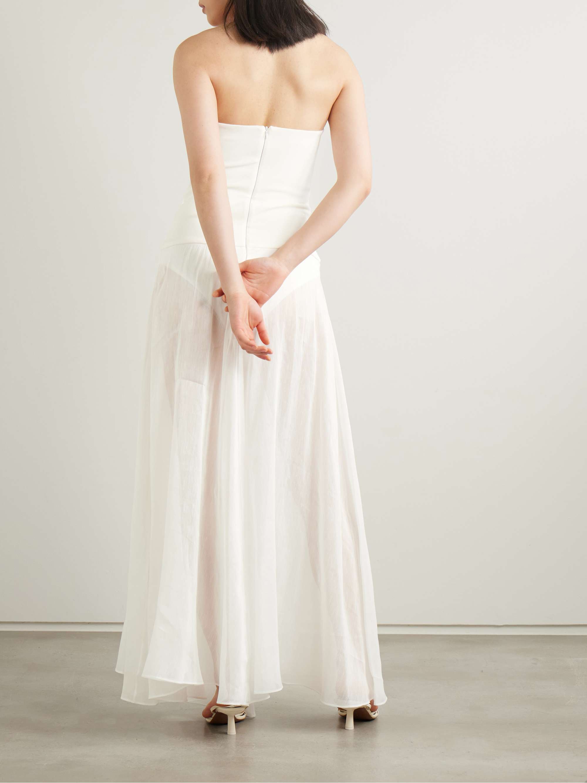 Aire strapless ponte and linen and silk-blend midi dress view