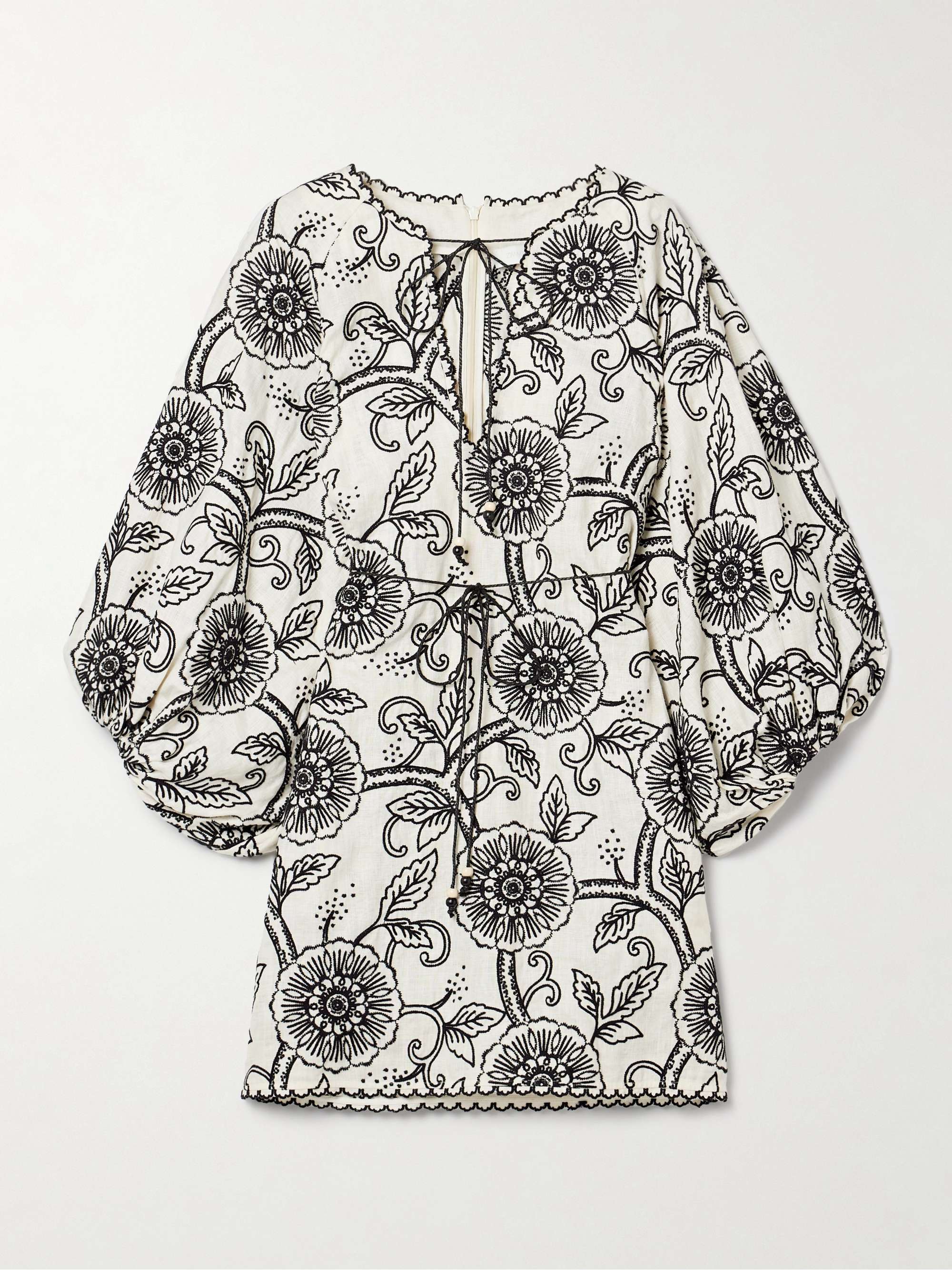 Tallow belted embroidered linen mini dress hero visual