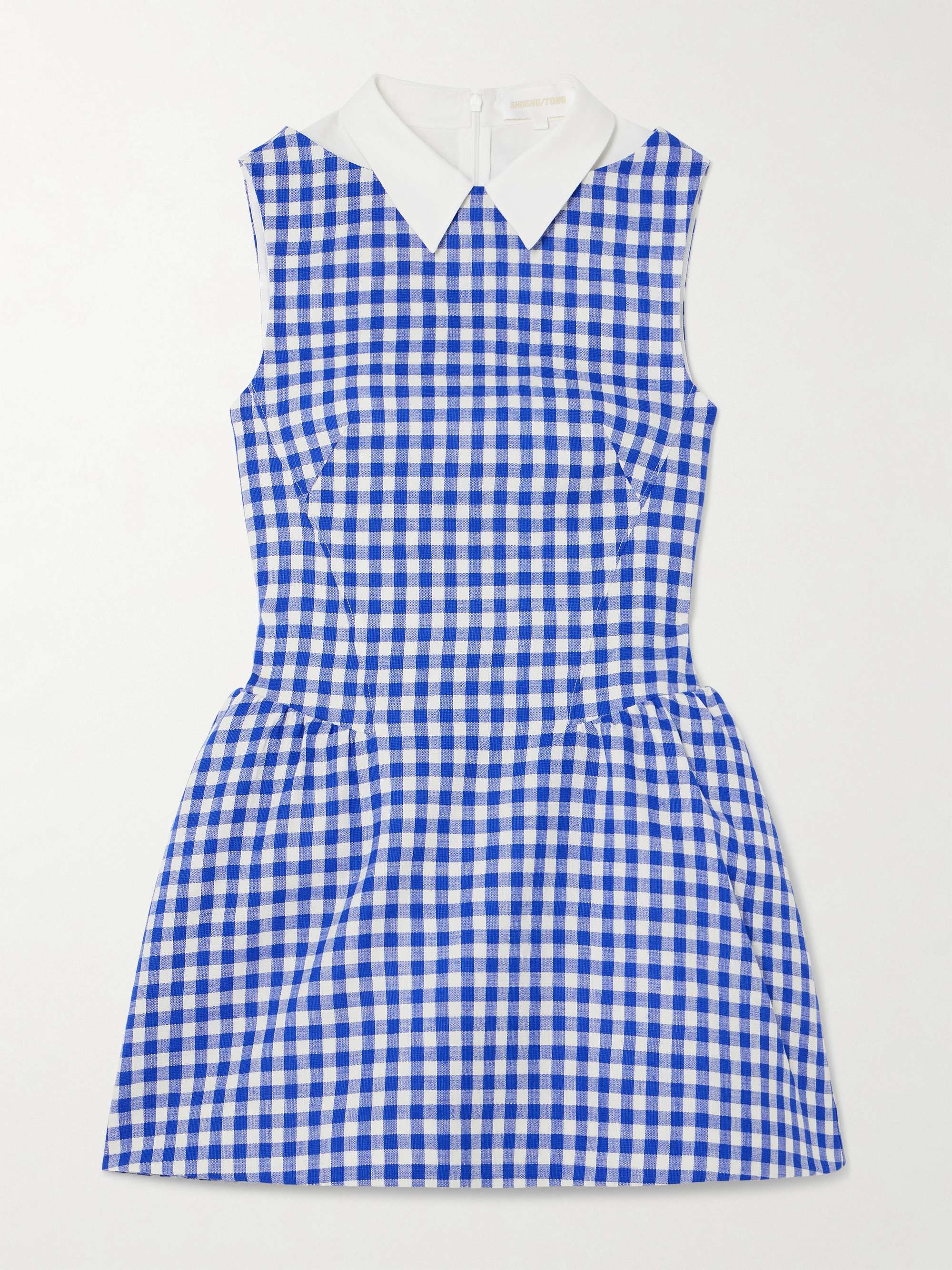 Gathered wool and linen-blend mini dress hero visual