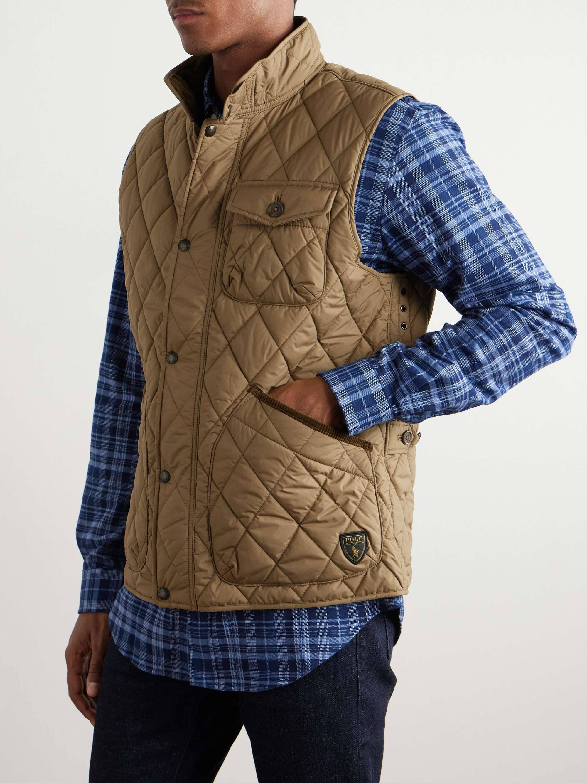 Beaton Corduroy-Trimmed Padded Quilted Recycled-Shell Gilet view