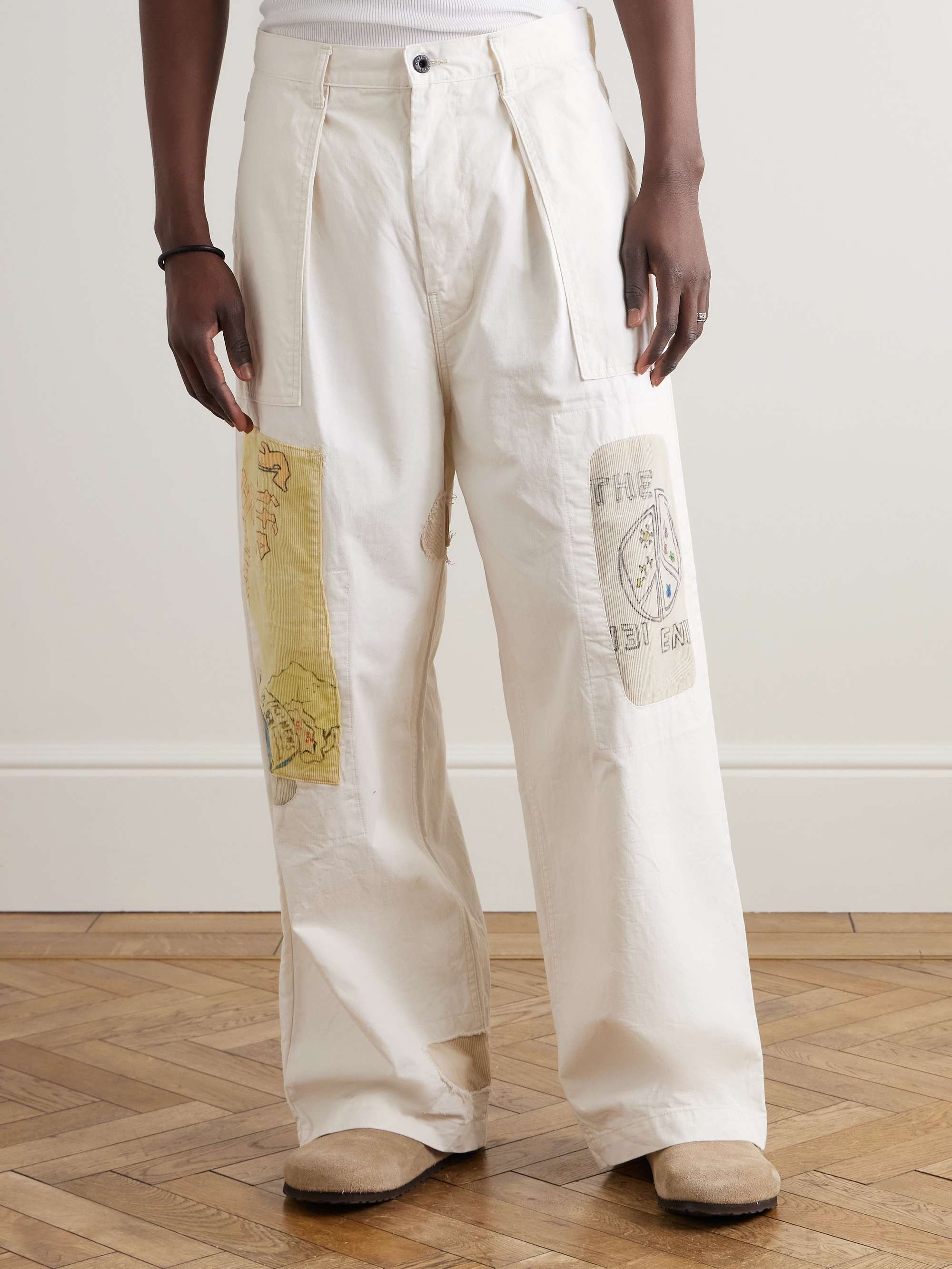 Fatigue Wide-Leg Patchwork Cotton-Twill Trousers view