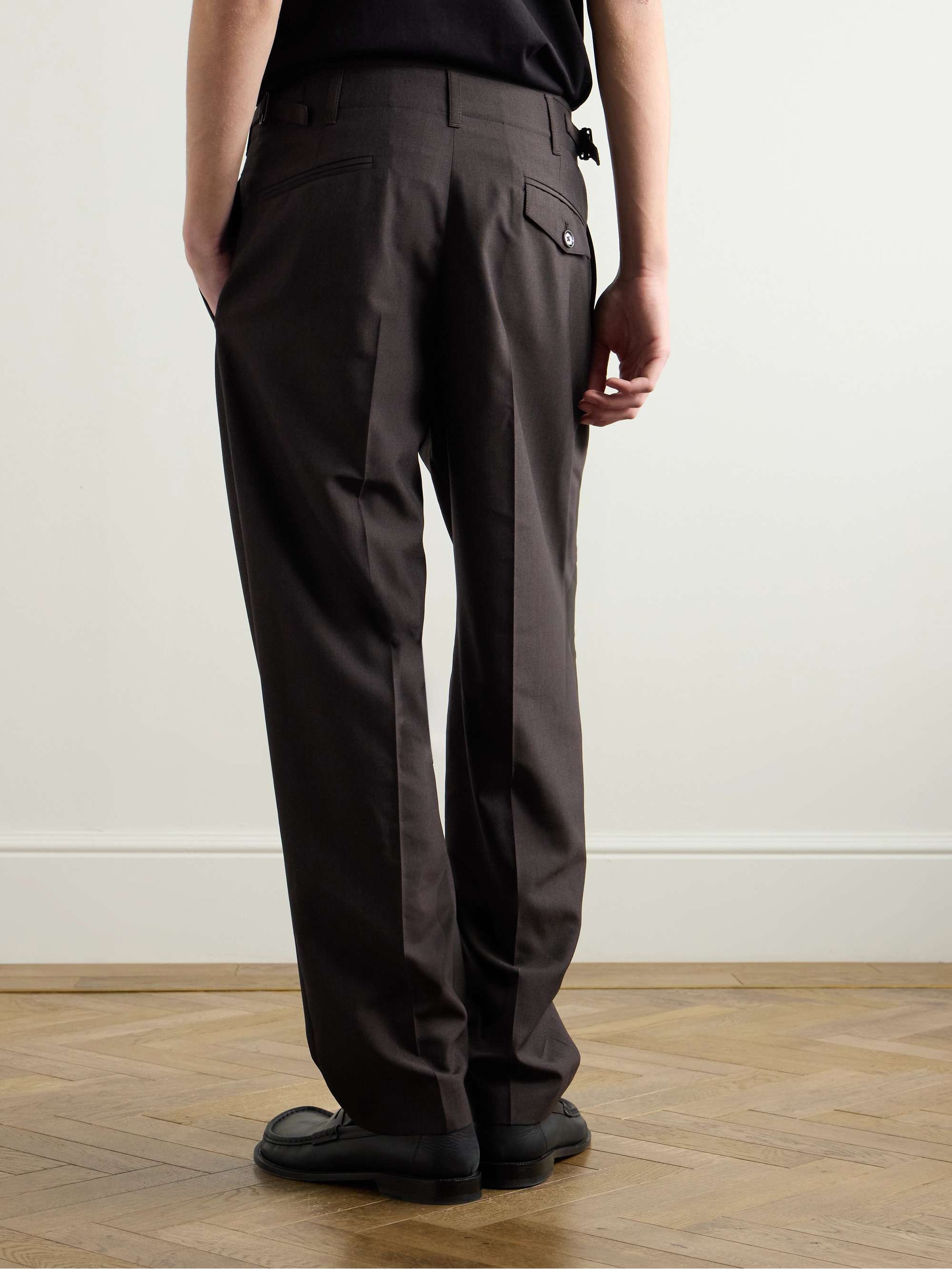 Straight-Leg Pleated Tropical Twill Trousers view