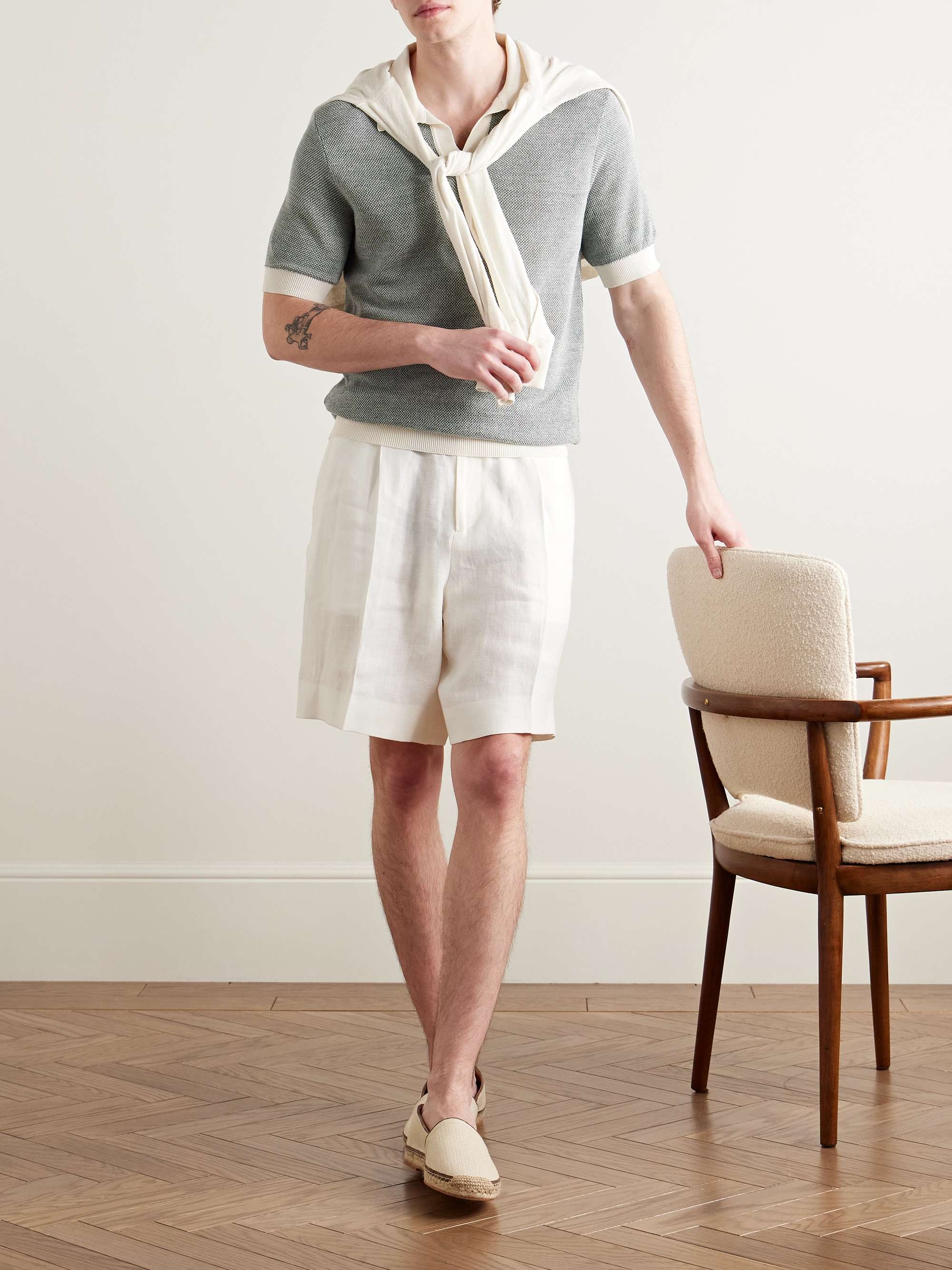 Slim-Fit Birdseye Cotton and Linen-Blend Polo Shirt view