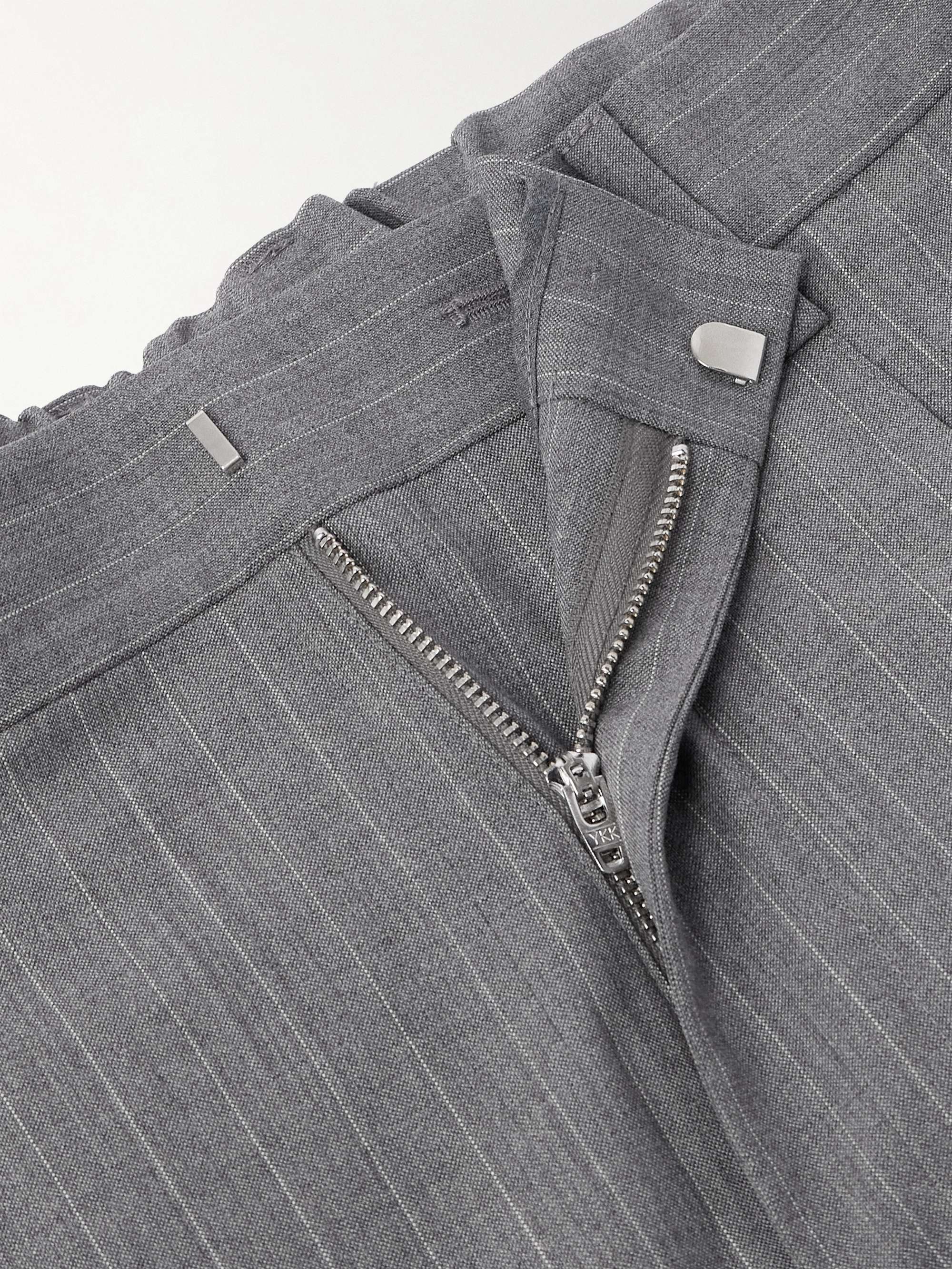 Kay 1088 Tapered Pleated Pinstriped Recycled Woven Trousers view