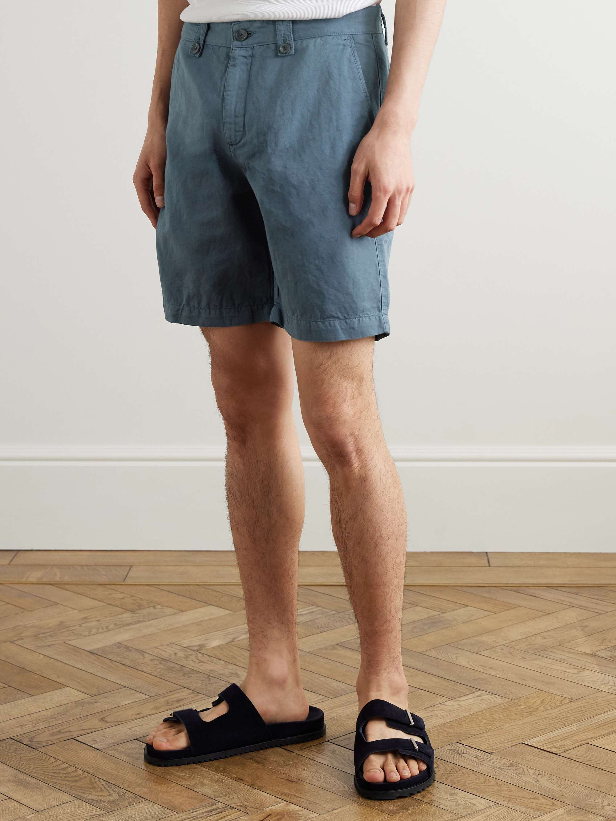 Wide-Leg Organic Cotton and Linen-Blend Bermuda Shorts view