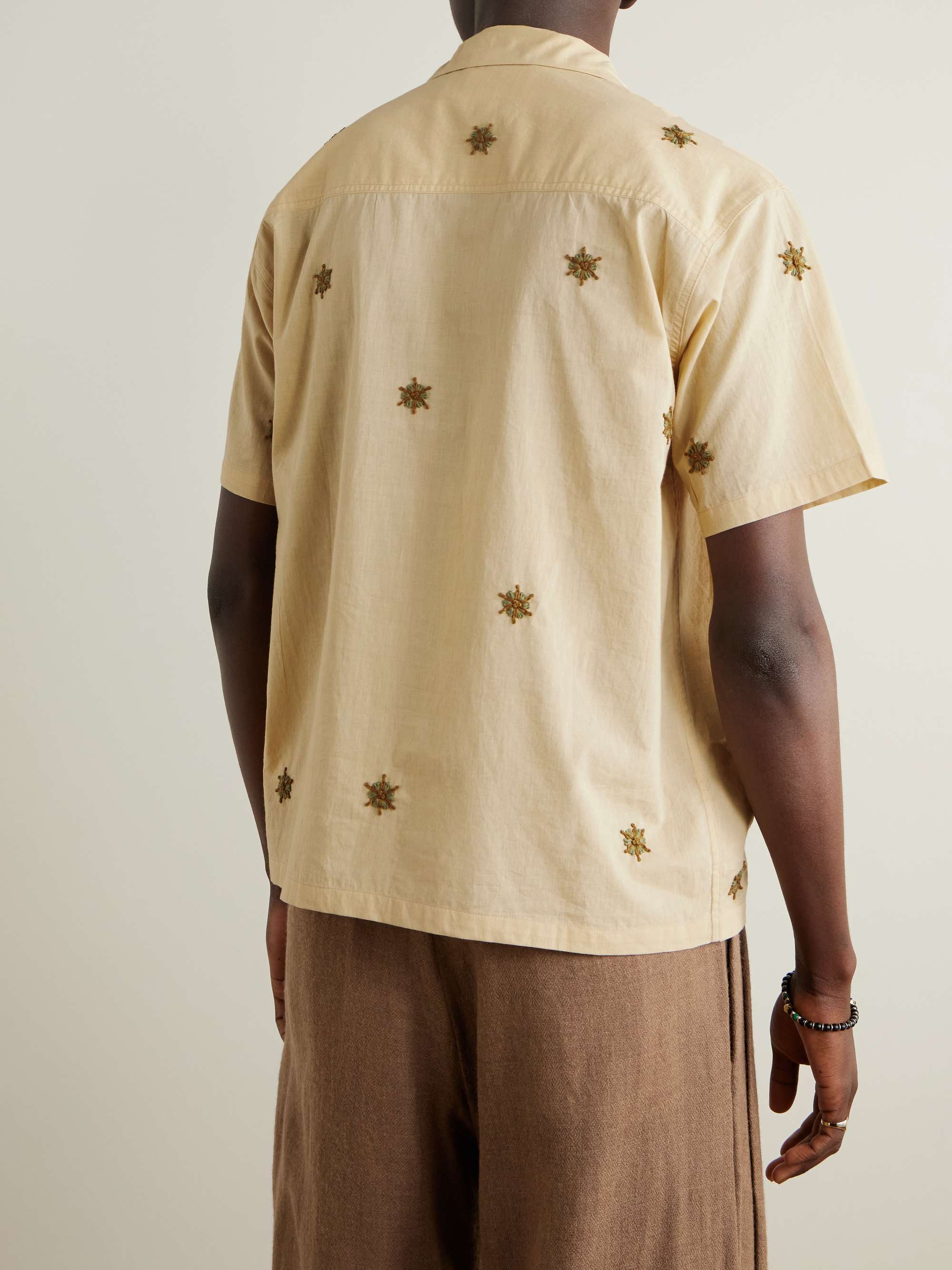 Camp-Collar Embroidered Cotton Shirt view