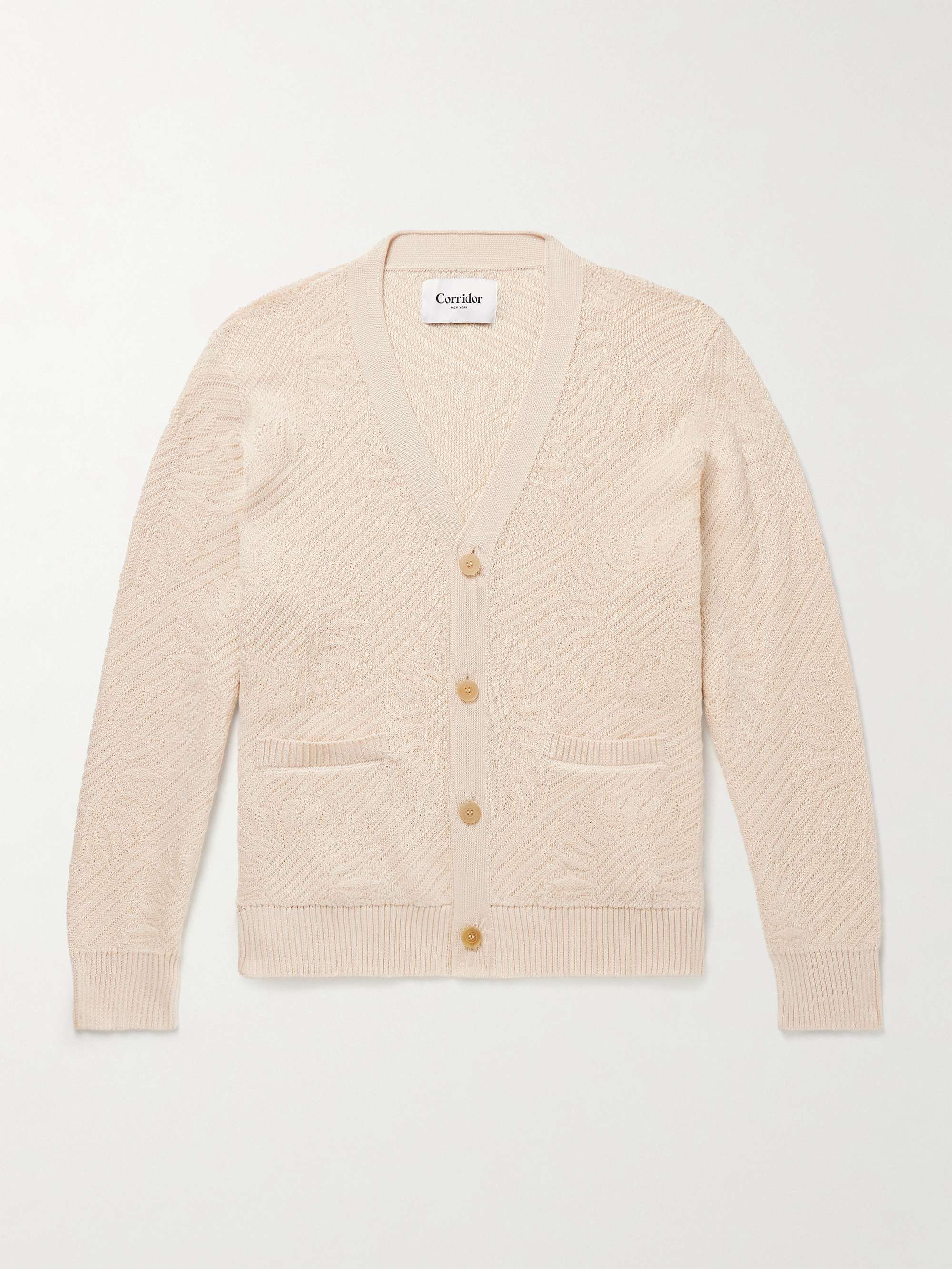 Sunflower Jacquard-Knit Organic Mercerised Cotton Cardigan hero visual